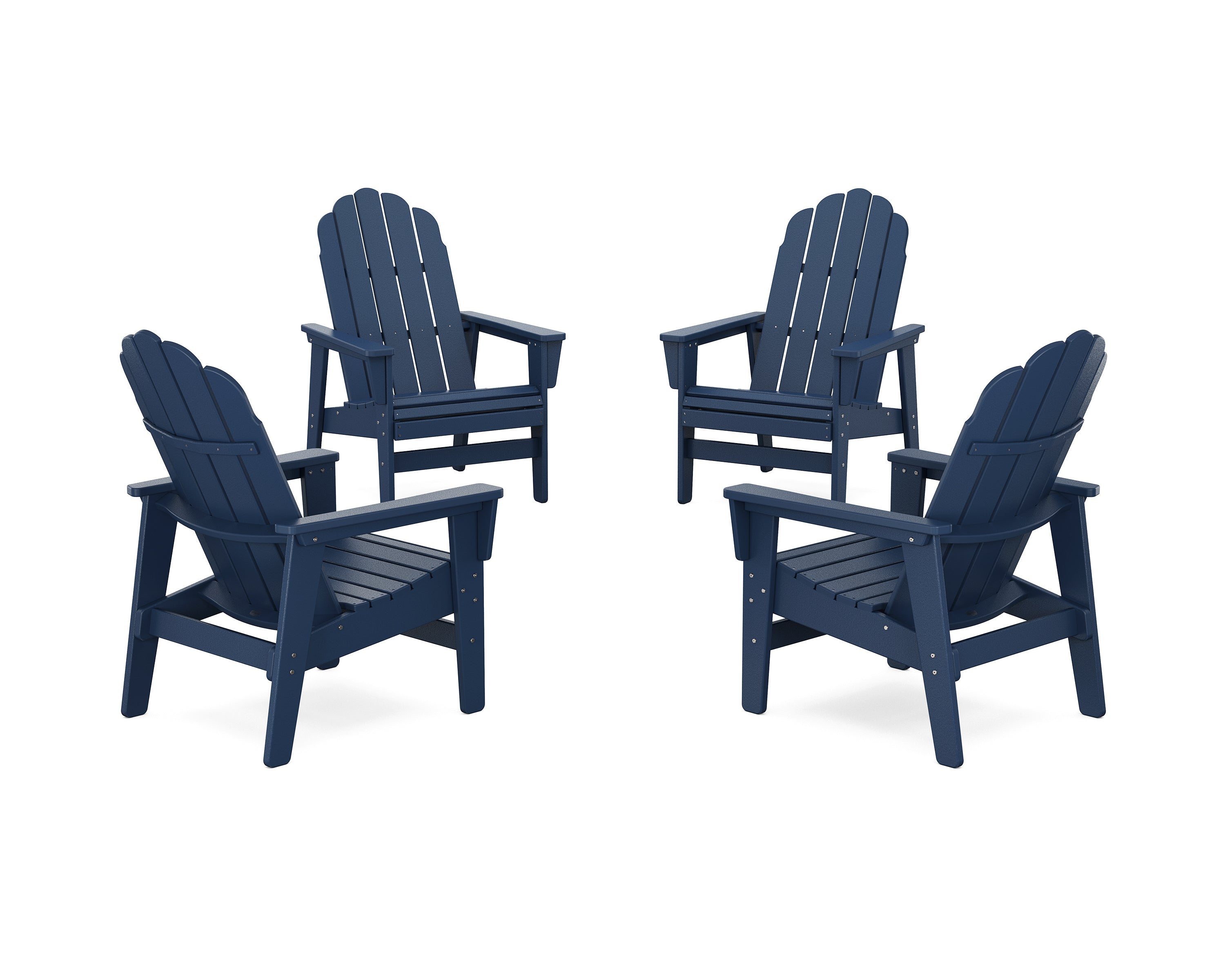 POLYWOOD 4-Piece Vineyard Grand Upright Adirondack Chair Conversation Set in Navy