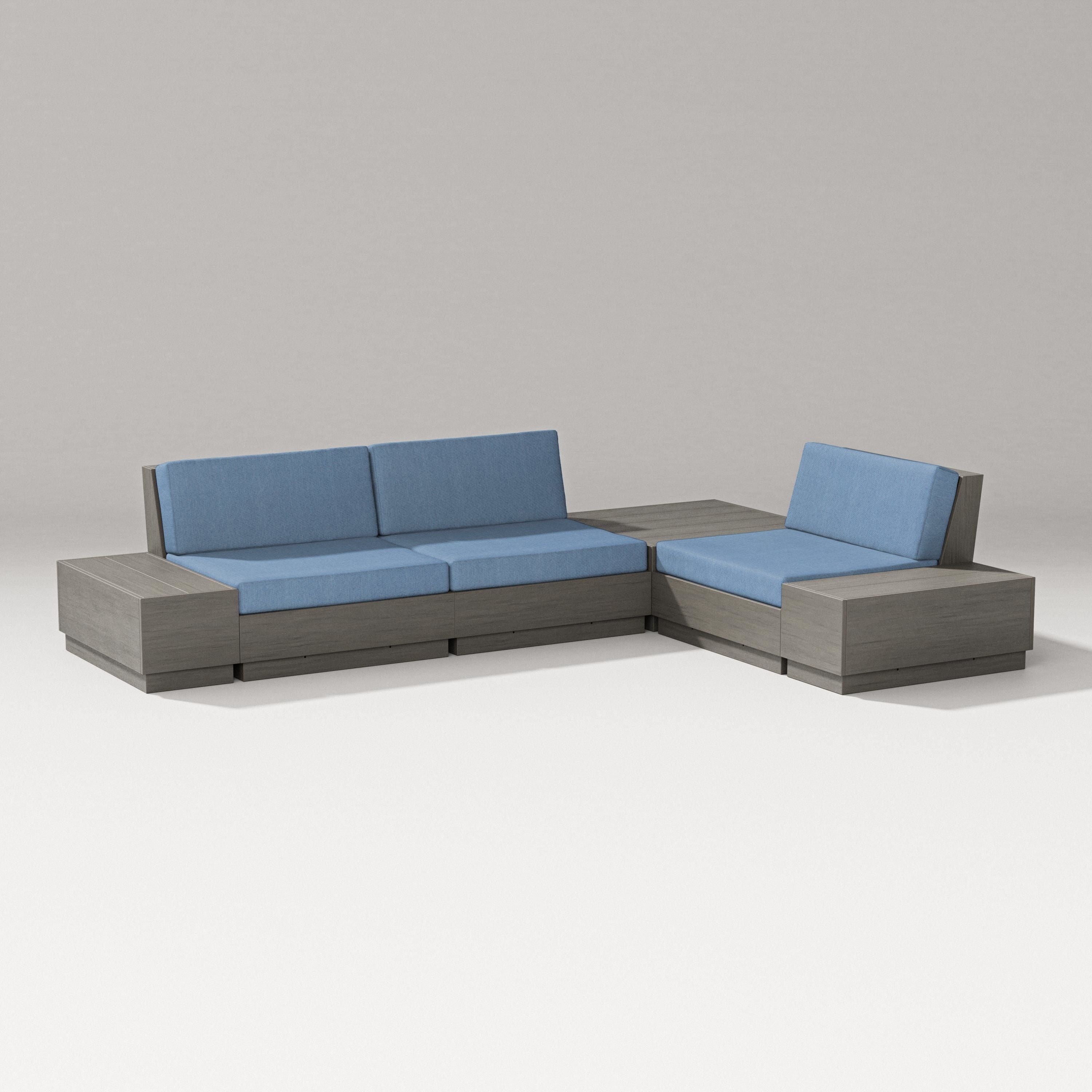 PW Designer Series Elevate 6-Piece Corner Sectional in Driftwood / Sky Blue