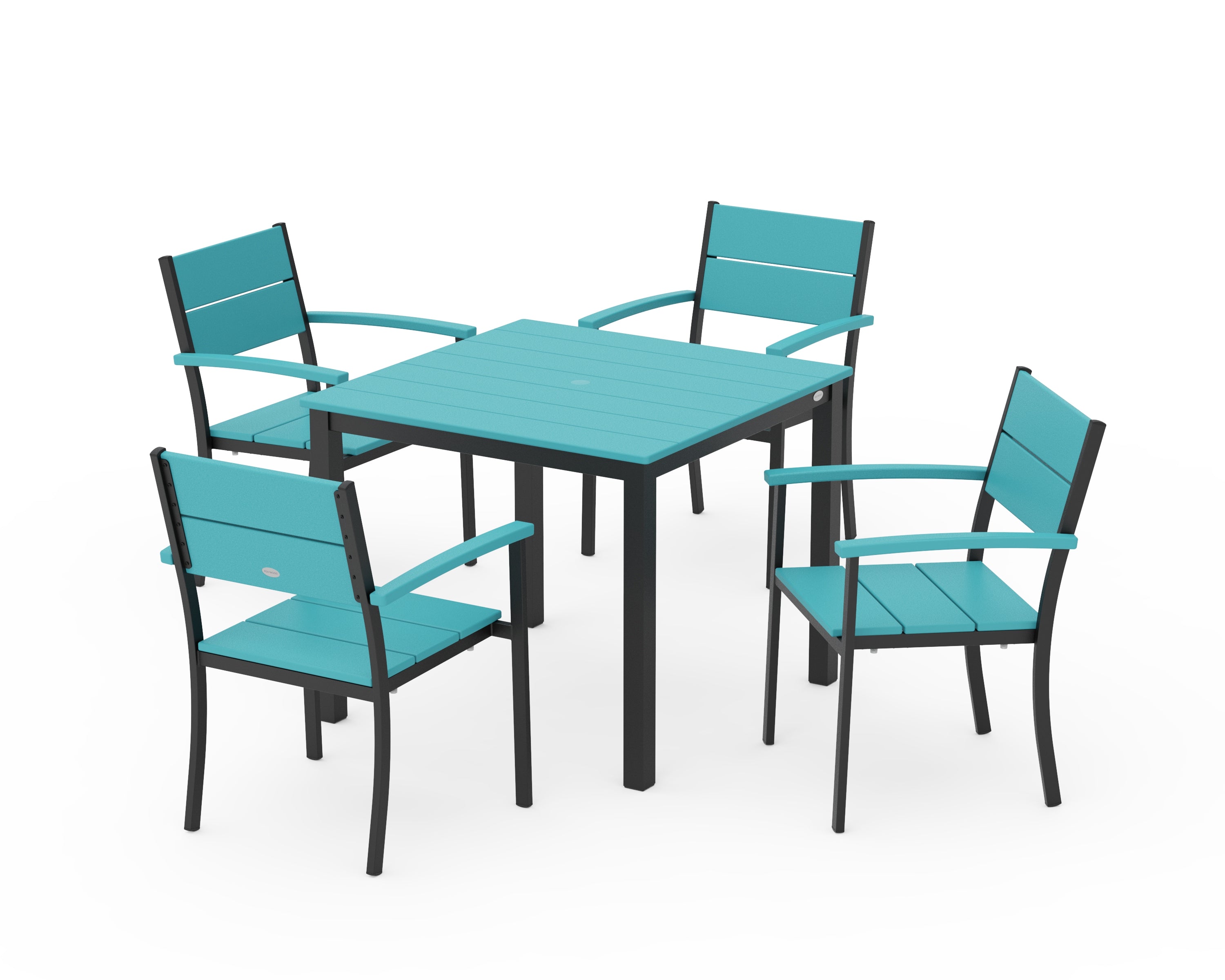 POLYWOOD Main Street 5-Piece Dining Set in Black / Aruba