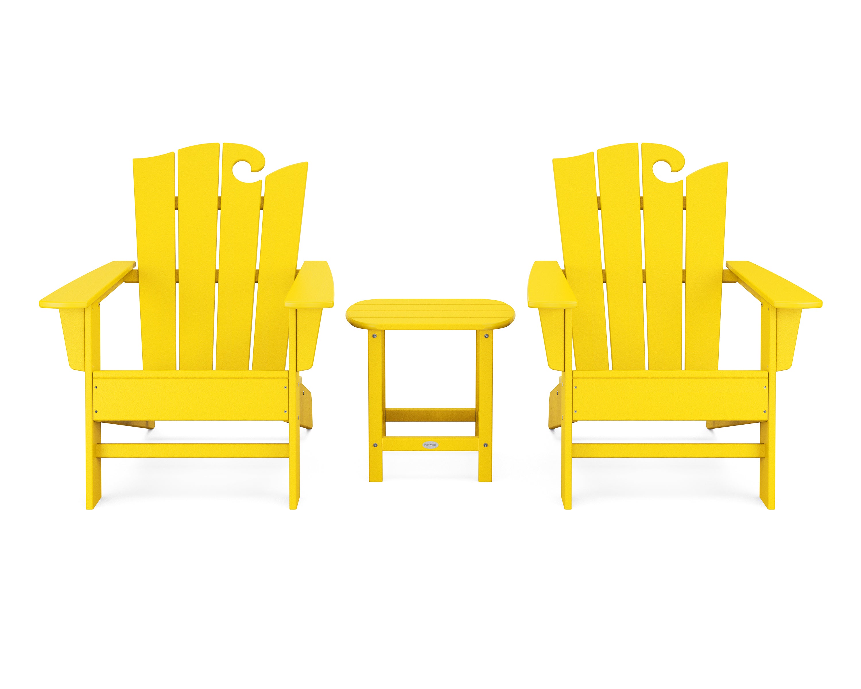 POLYWOOD Wave 3-Piece Adirondack Set with The Ocean Chair in Lemon