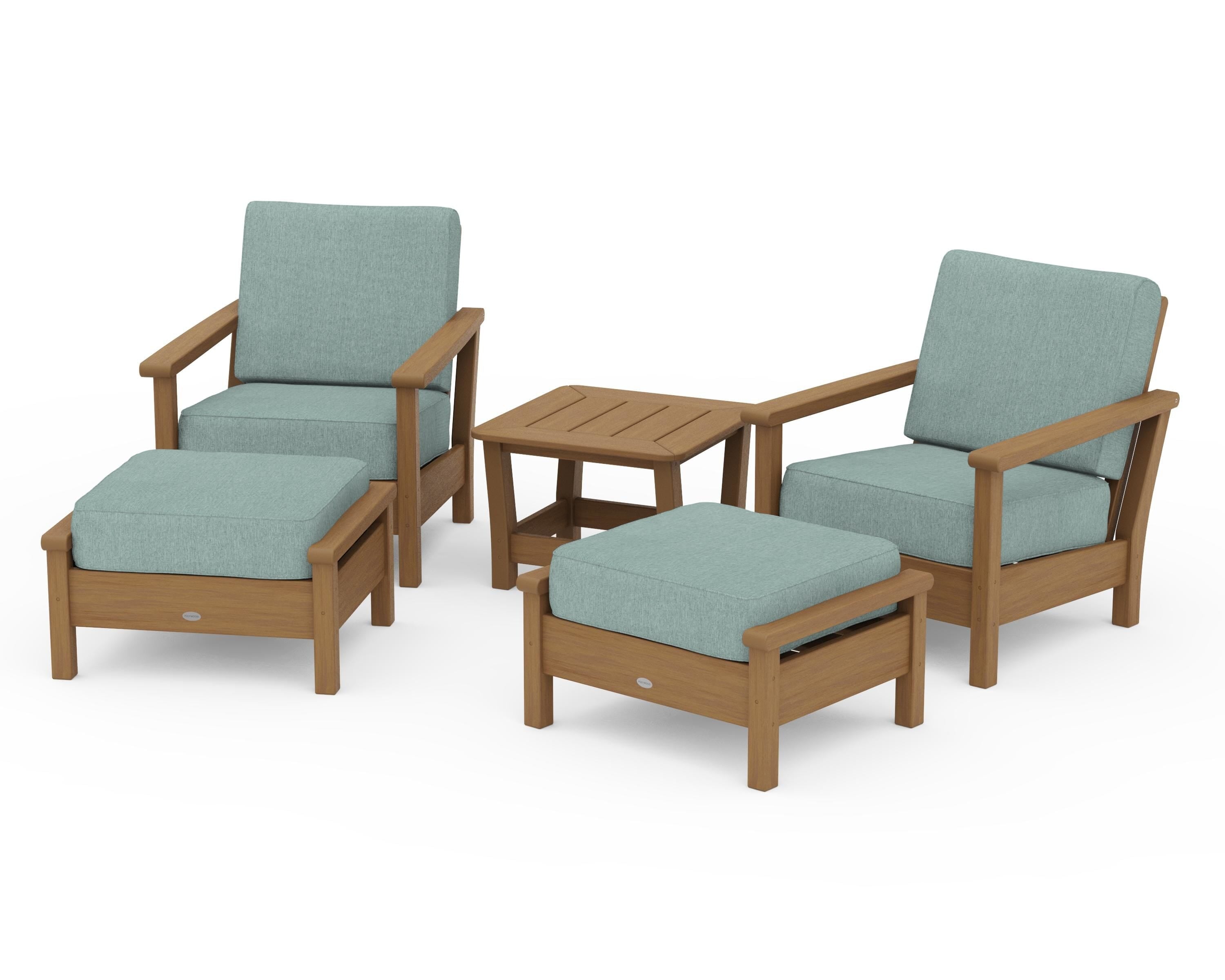 POLYWOOD Harbour 5-Piece Deep Seating Chair Set in Natural / Glacier Spa