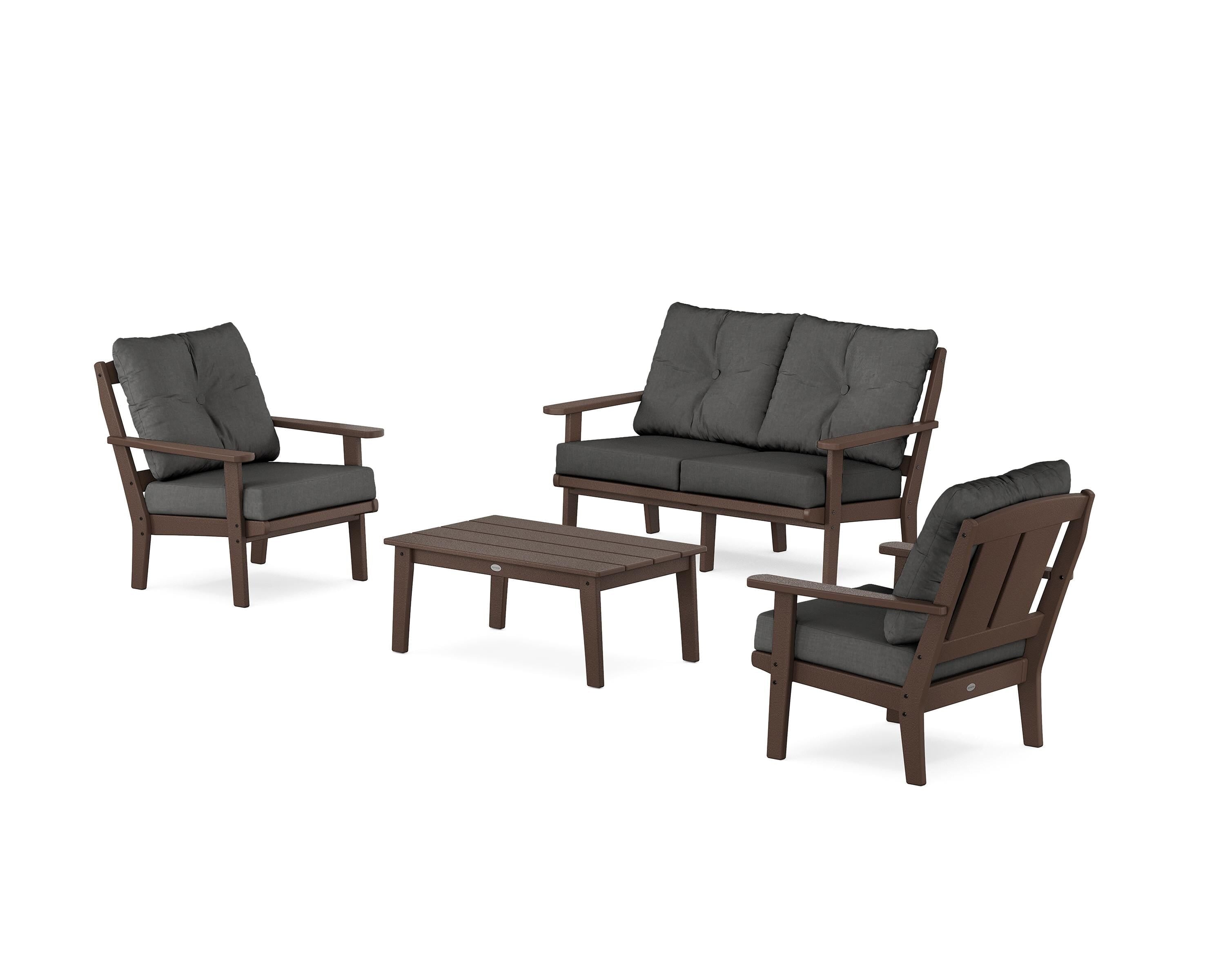 POLYWOOD Mission 4-Piece Deep Seating Set with Loveseat in Mahogany / Spectrum Carbon