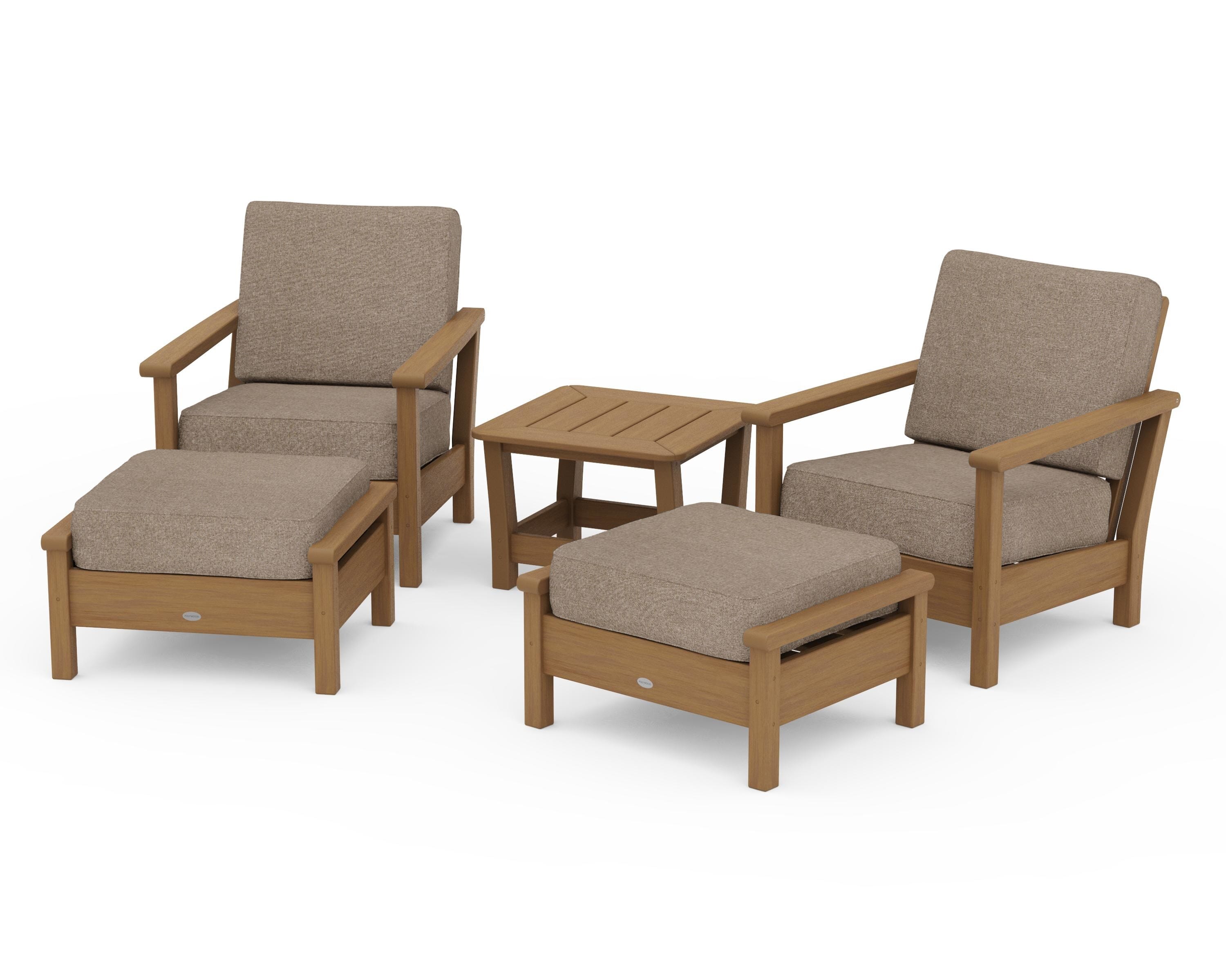 POLYWOOD Harbour 5-Piece Deep Seating Chair Set in Natural / Spiced Burlap