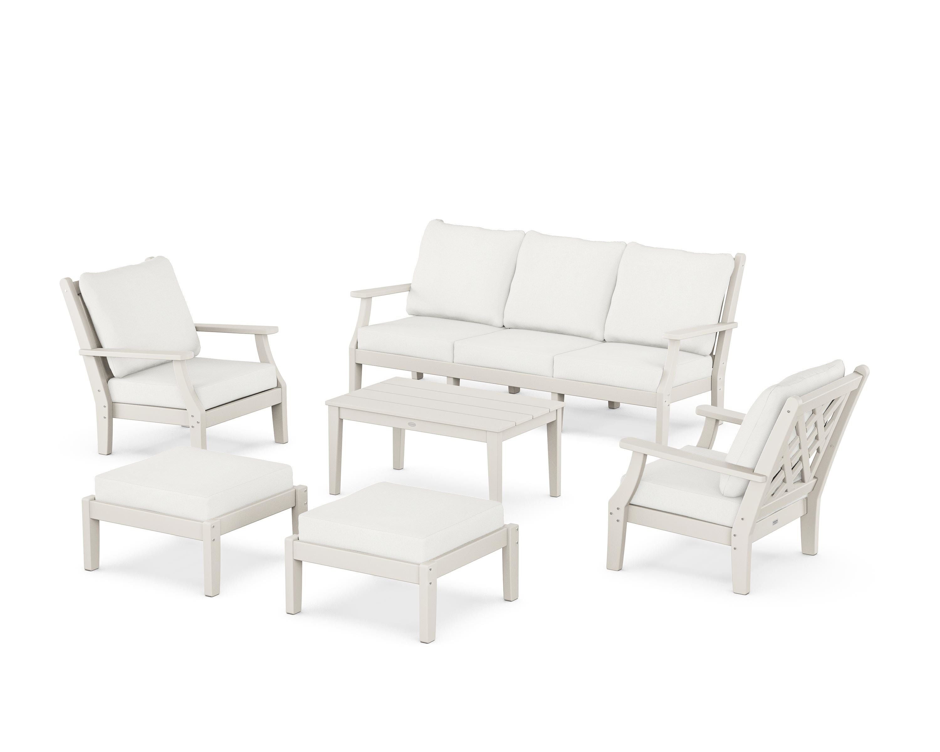 Country Living Wovendale 6-Piece Lounge Sofa Set in Sand / Natural Linen