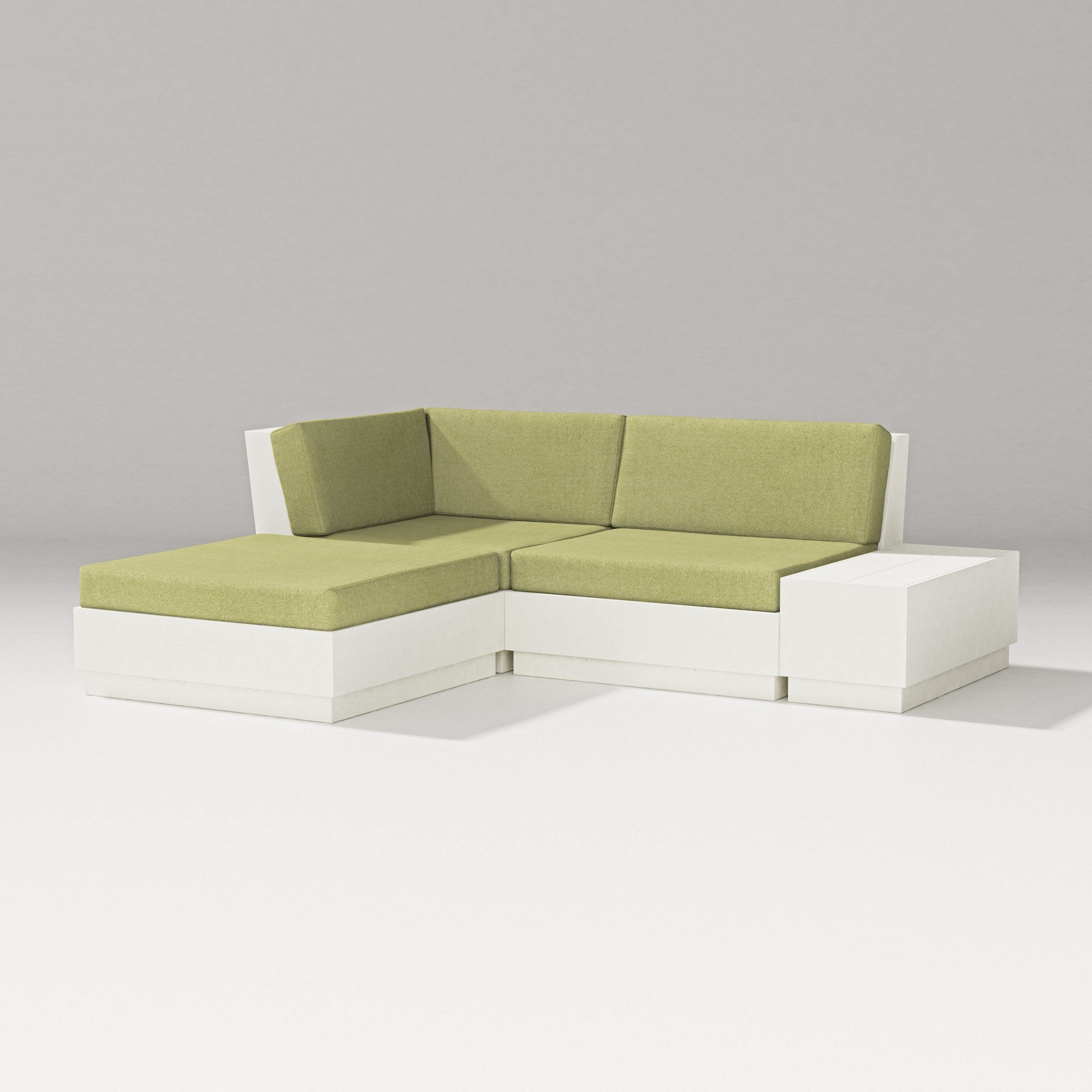 PW Designer Series Elevate Loveseat Sectional with Chaise in Vintage White / Chartreuse Boucle