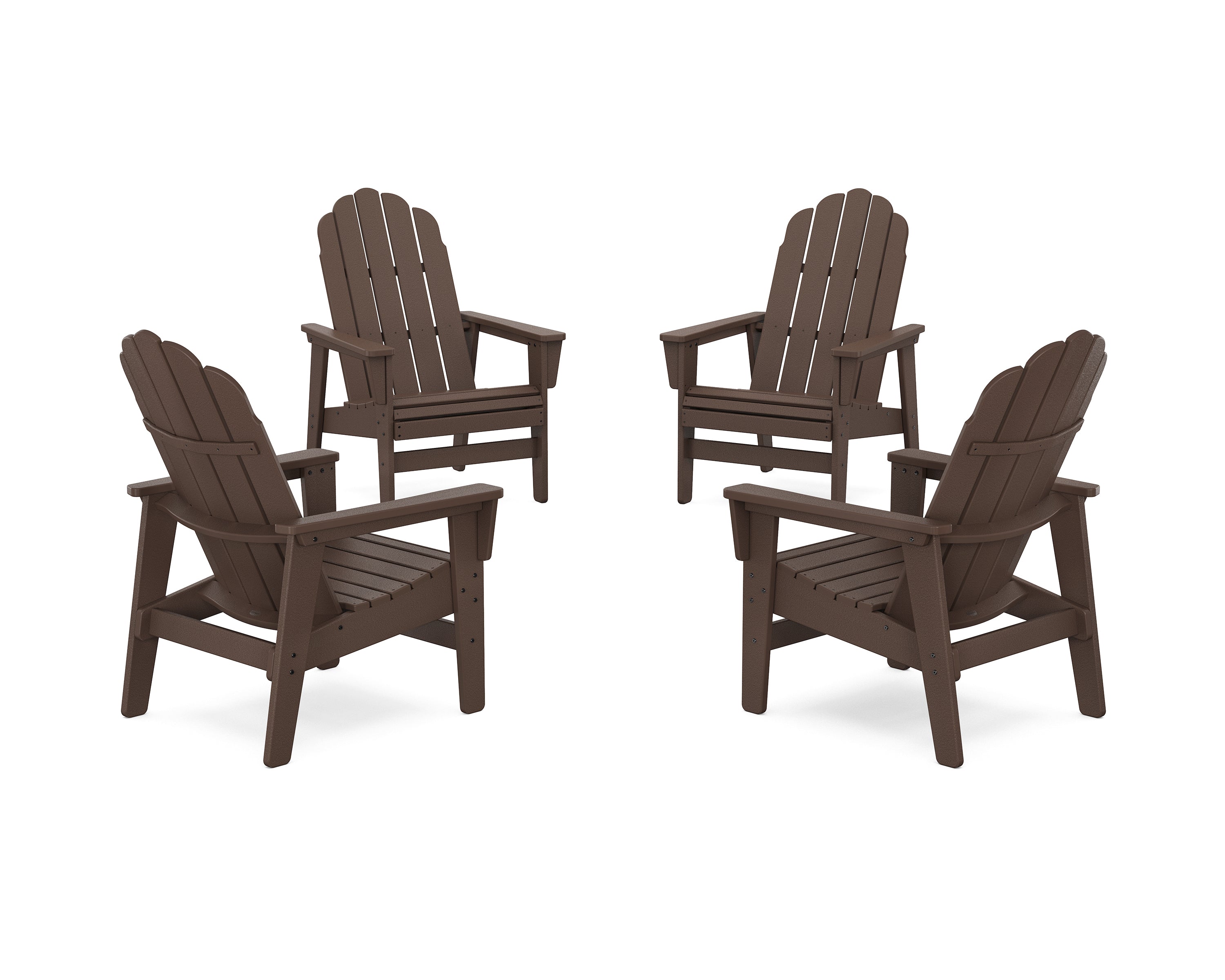 POLYWOOD 4-Piece Vineyard Grand Upright Adirondack Chair Conversation Set in Mahogany