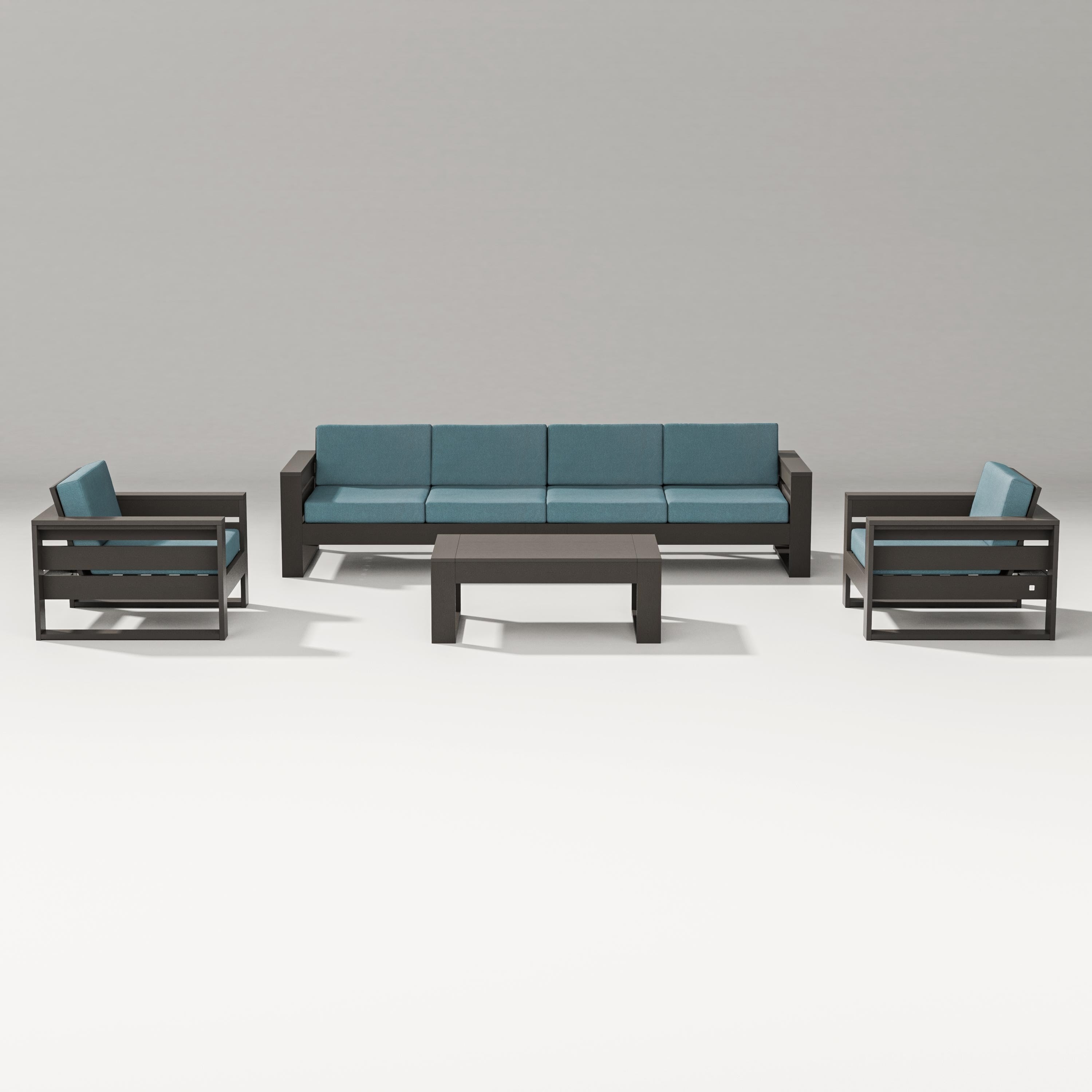 PW Designer Series Latitude 5-Piece Lounge Sofa Set in Vintage Coffee / Ocean Teal