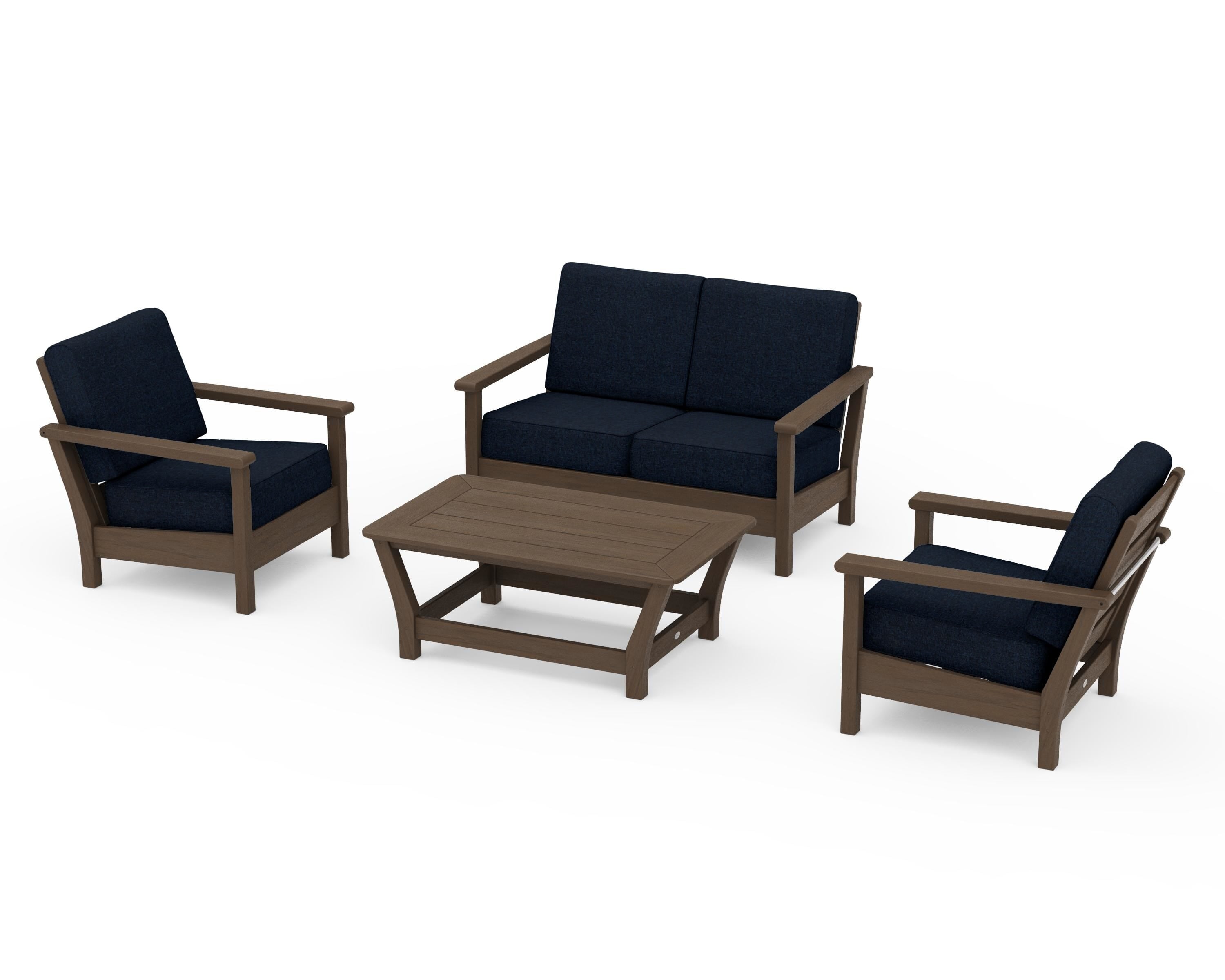 POLYWOOD Harbour 4-Piece Deep Seating Set in Kona / Marine Indigo