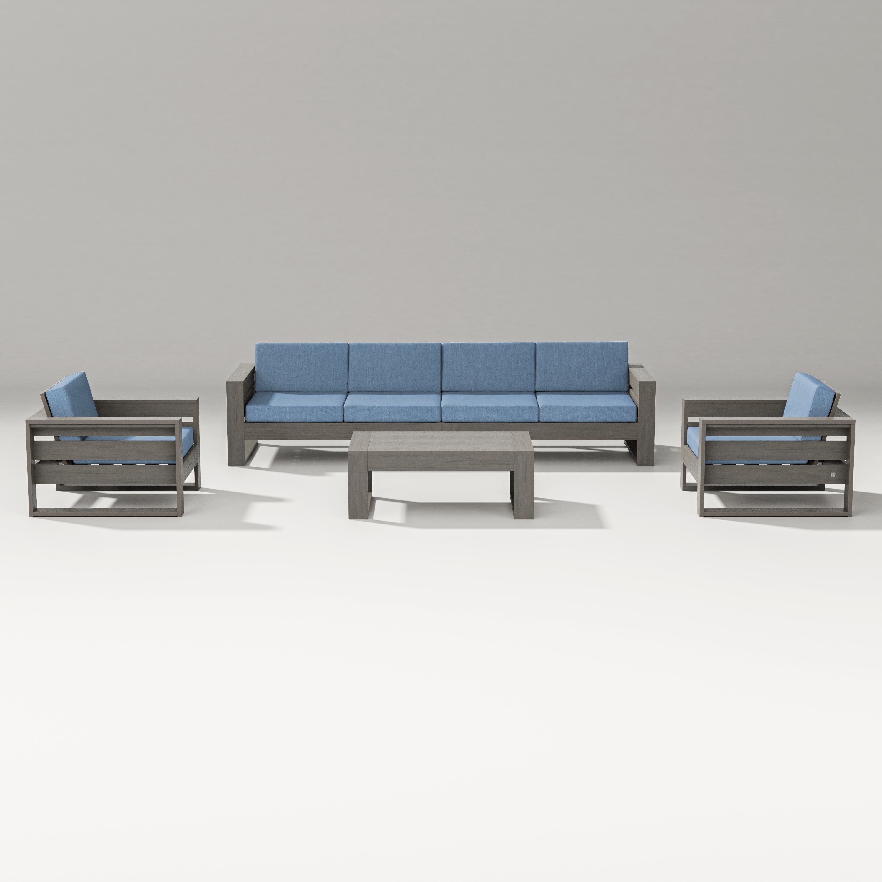 PW Designer Series Latitude 5-Piece Lounge Sofa Set in Driftwood / Sky Blue