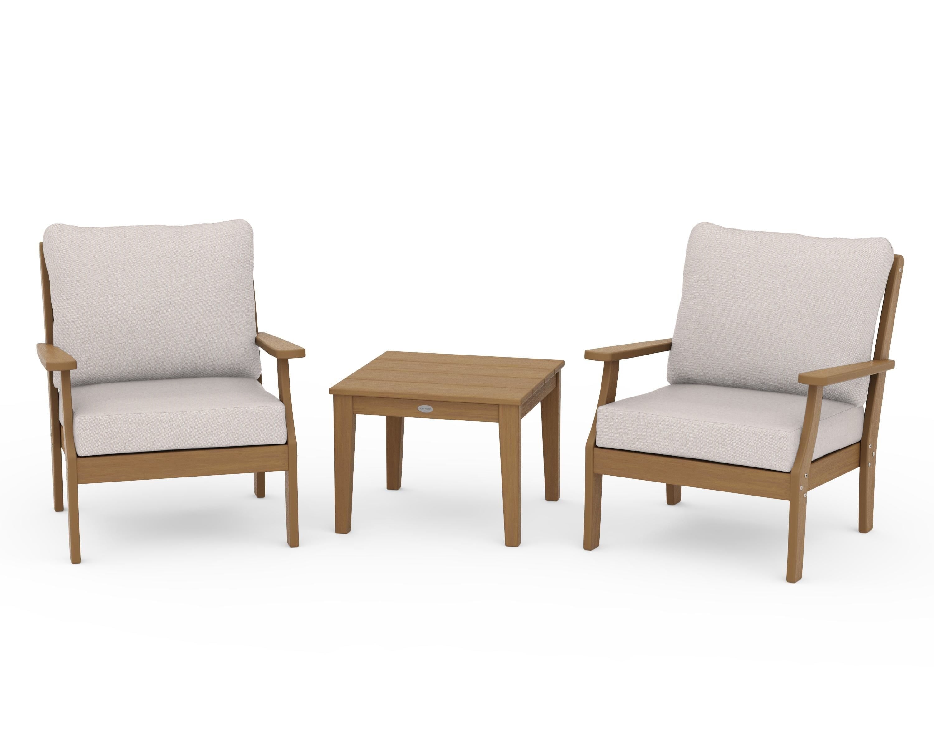 POLYWOOD Braxton 3-Piece Deep Seating Set in Natural / Dune Burlap