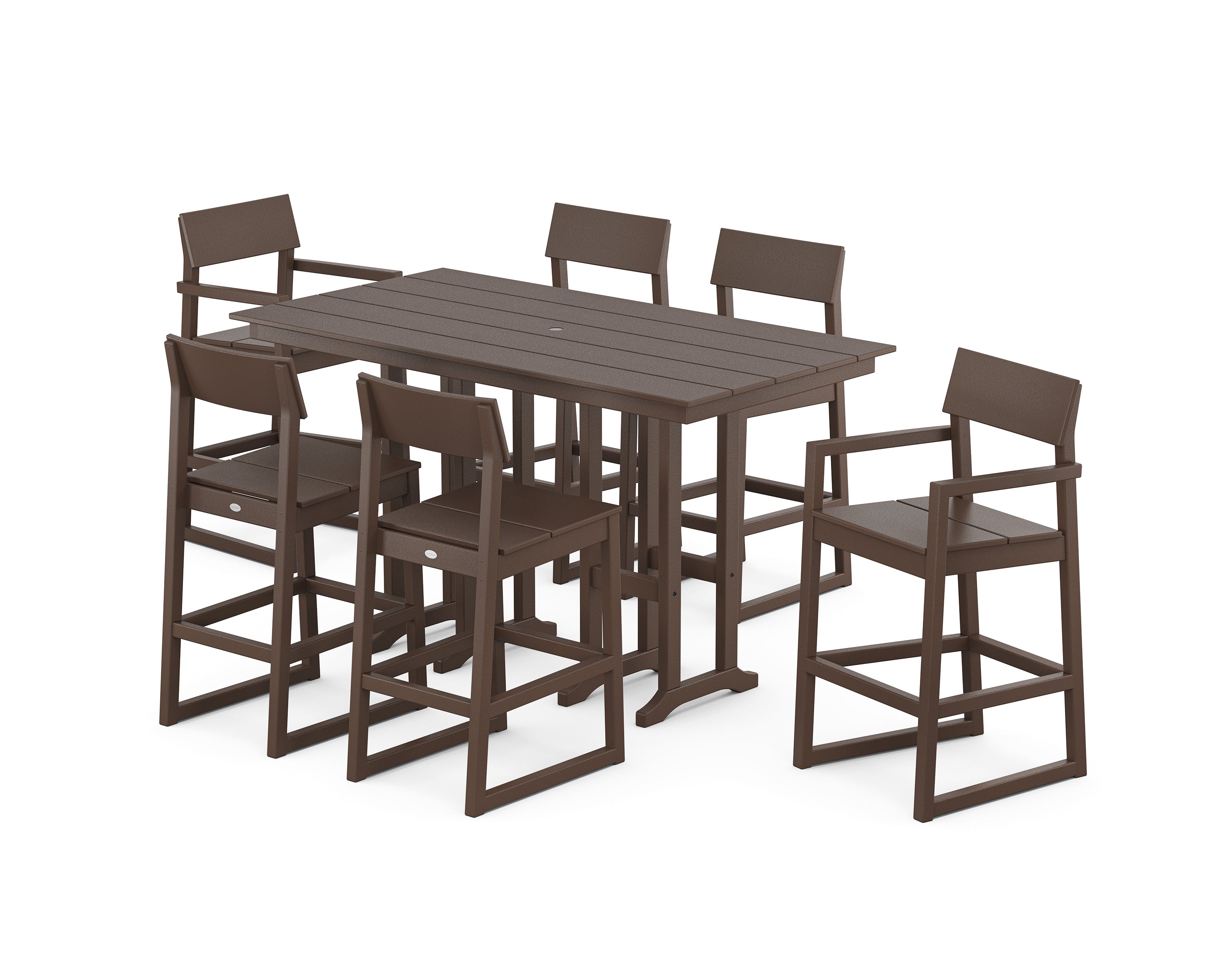 POLYWOOD EDGE 7-Piece Farmhouse Bar Set in Mahogany
