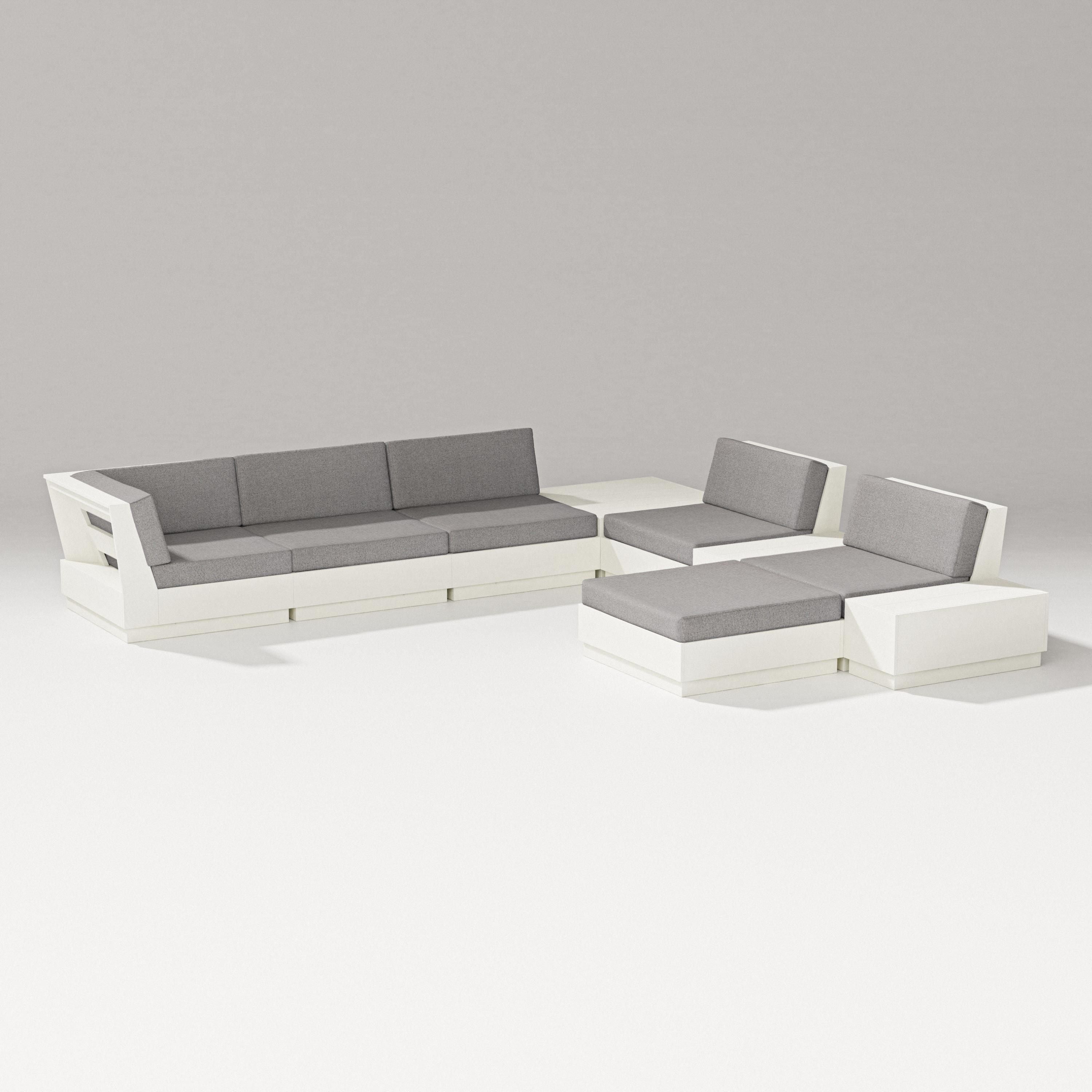 PW Designer Series Elevate 9-Piece Conversation Sectional in Vintage White / Grey Mist