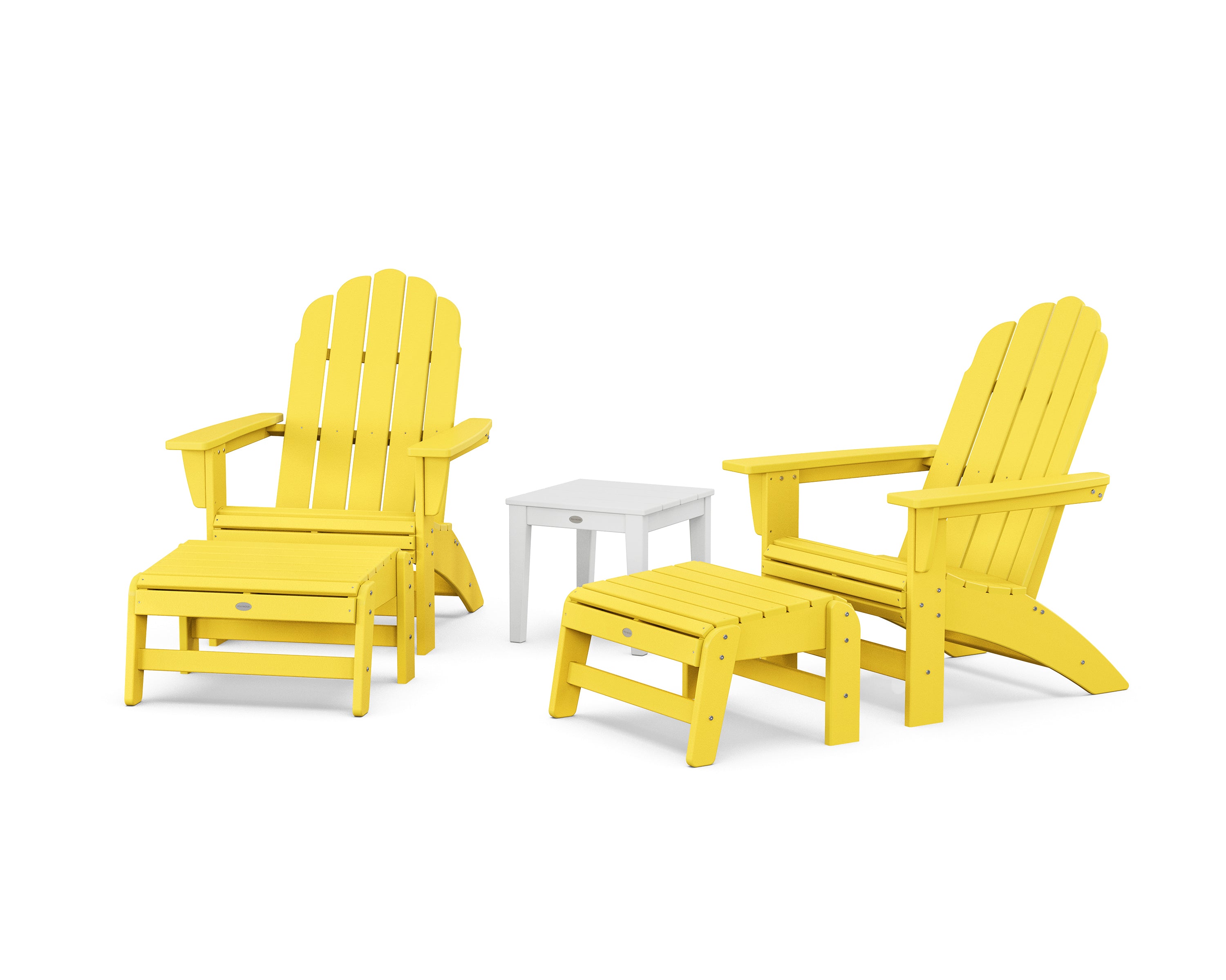 POLYWOOD 5-Piece Vineyard Grand Adirondack Set in Lemon / White