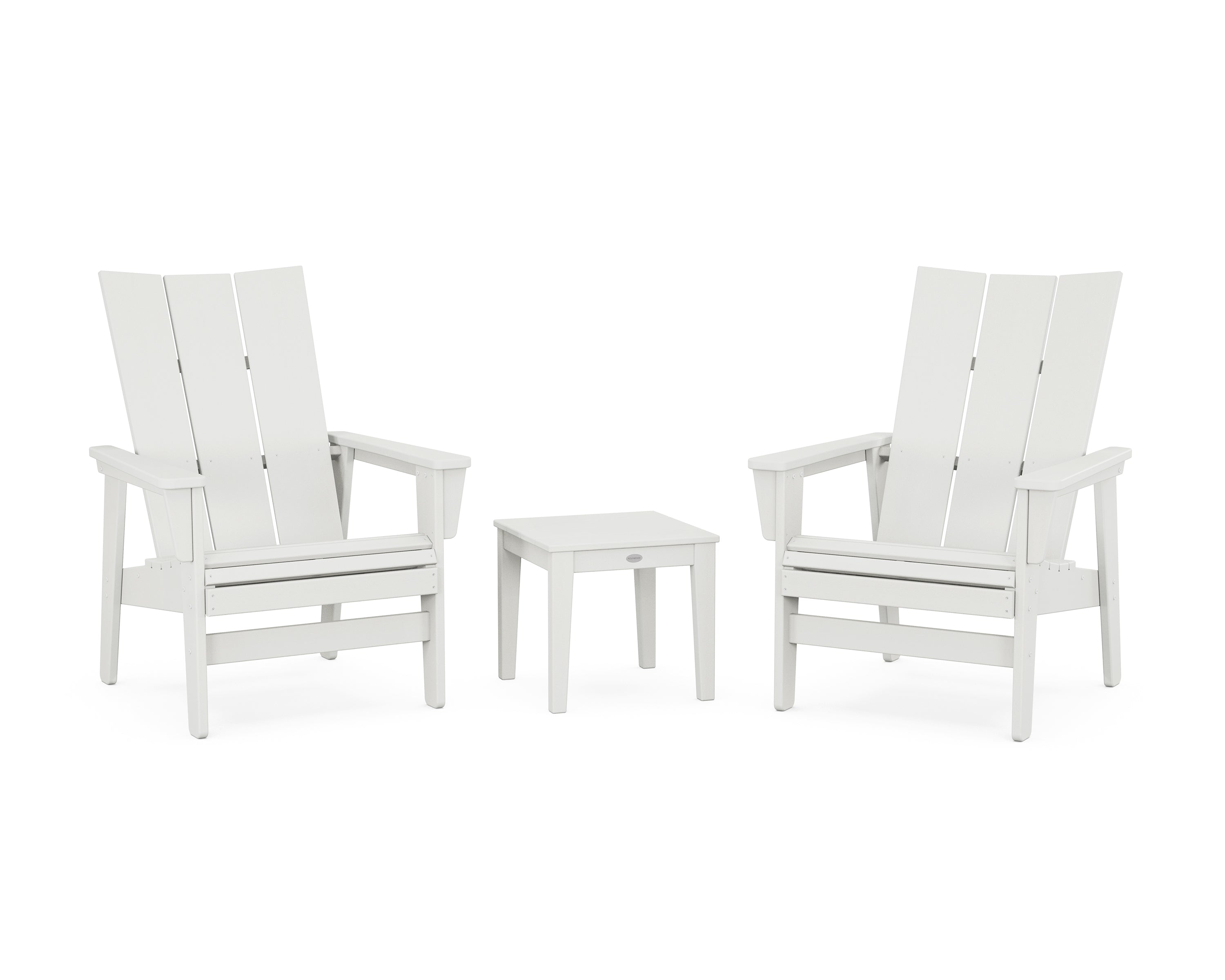POLYWOOD 3-Piece Modern Grand Upright Adirondack Set in Vintage White