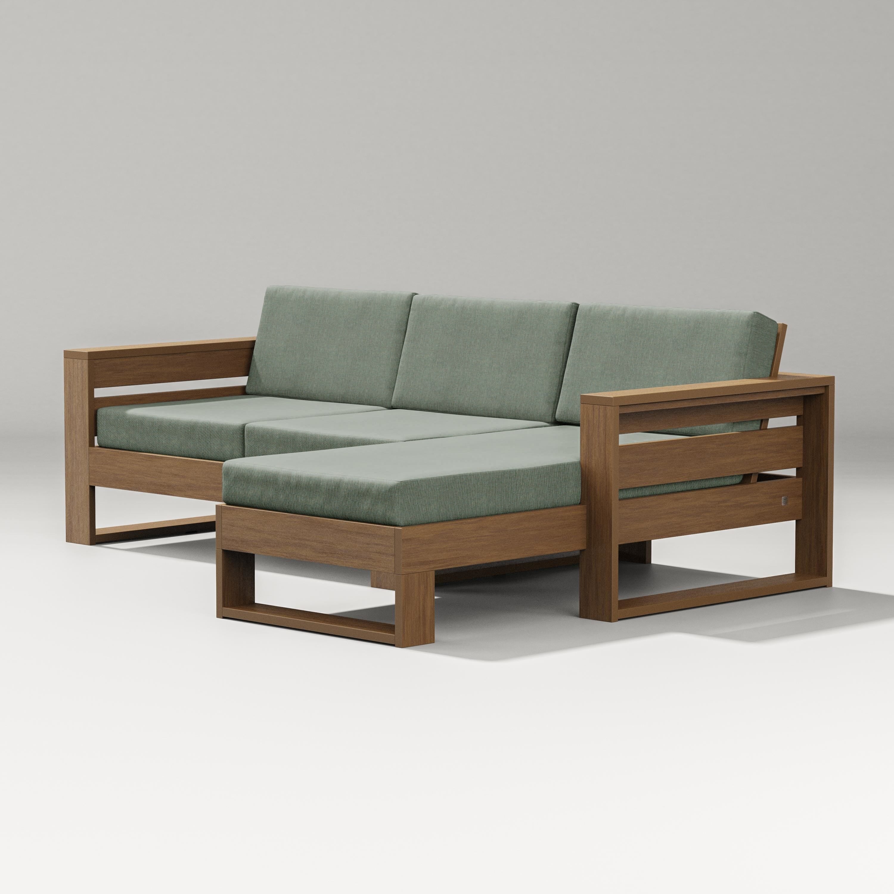 PW Designer Series Latitude Right Chaise Sectional in Natural / Cast Sage