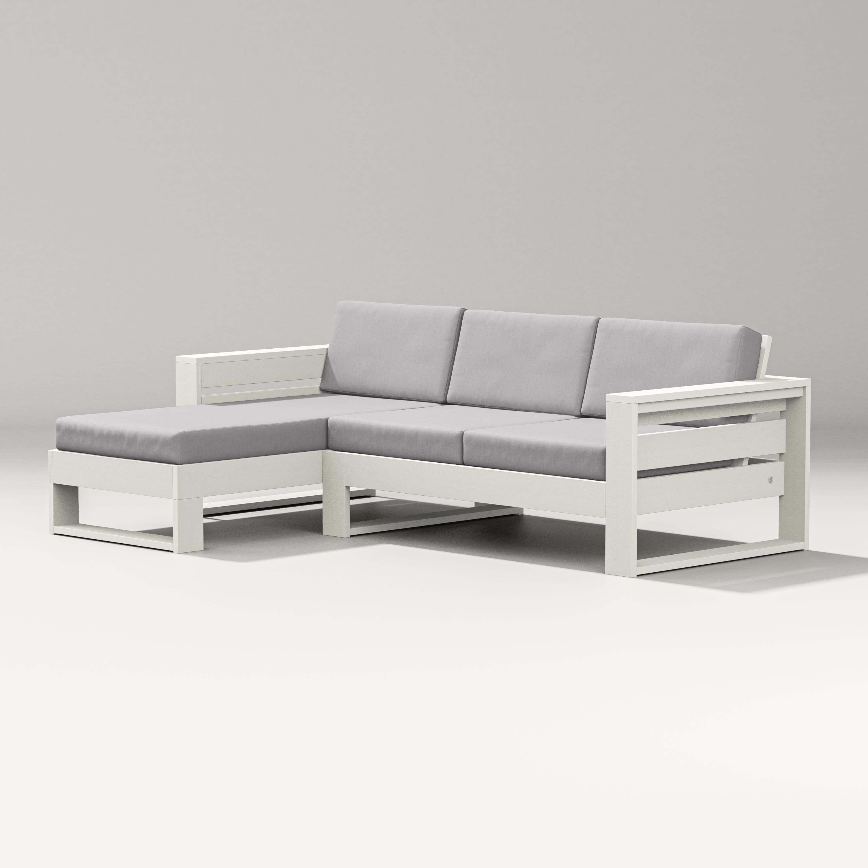 PW Designer Series Latitude Left Chaise Sectional in Vintage White / Granite
