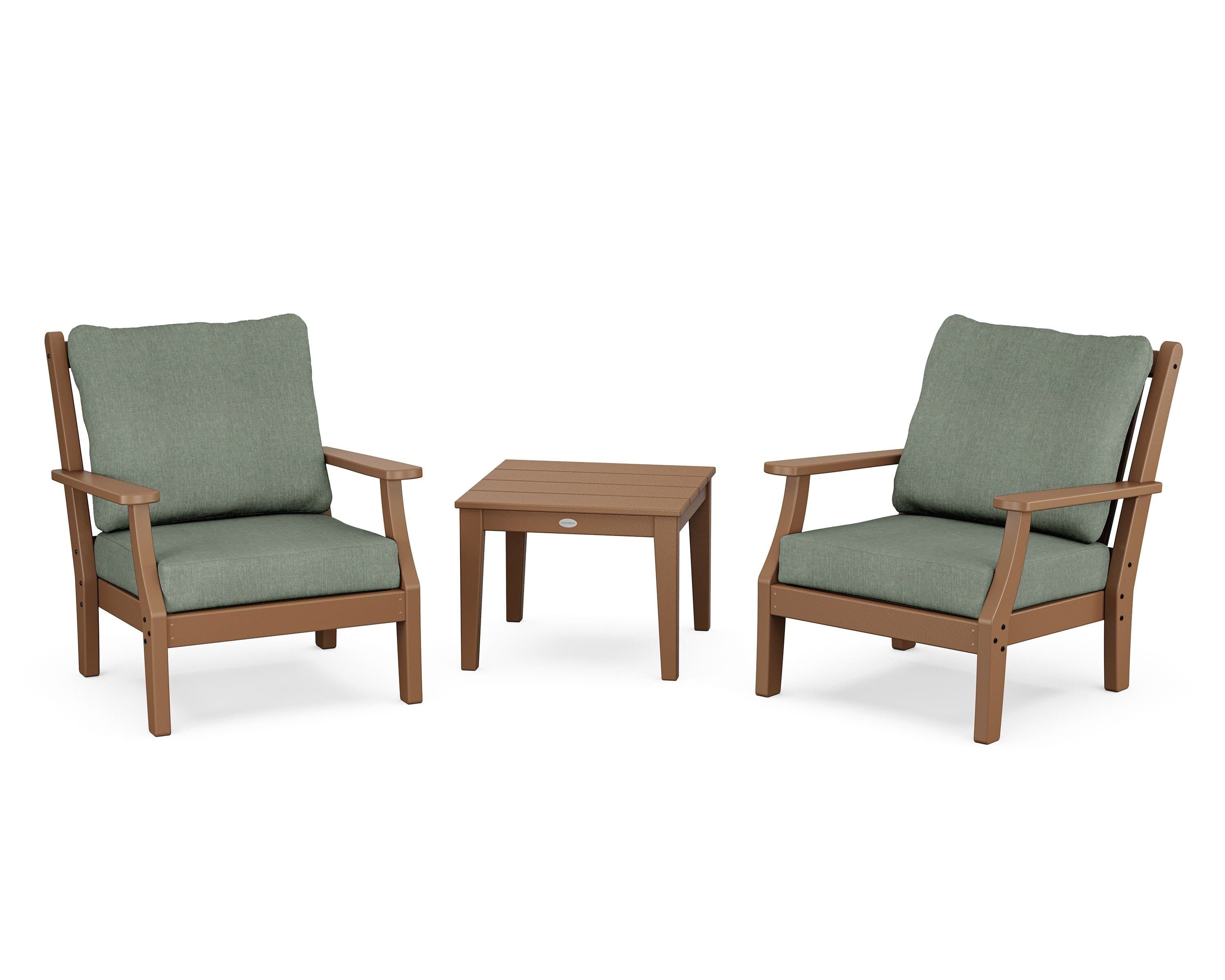 Country Living Wovendale 3-Piece Deep Seating Set in Teak / Cast Sage