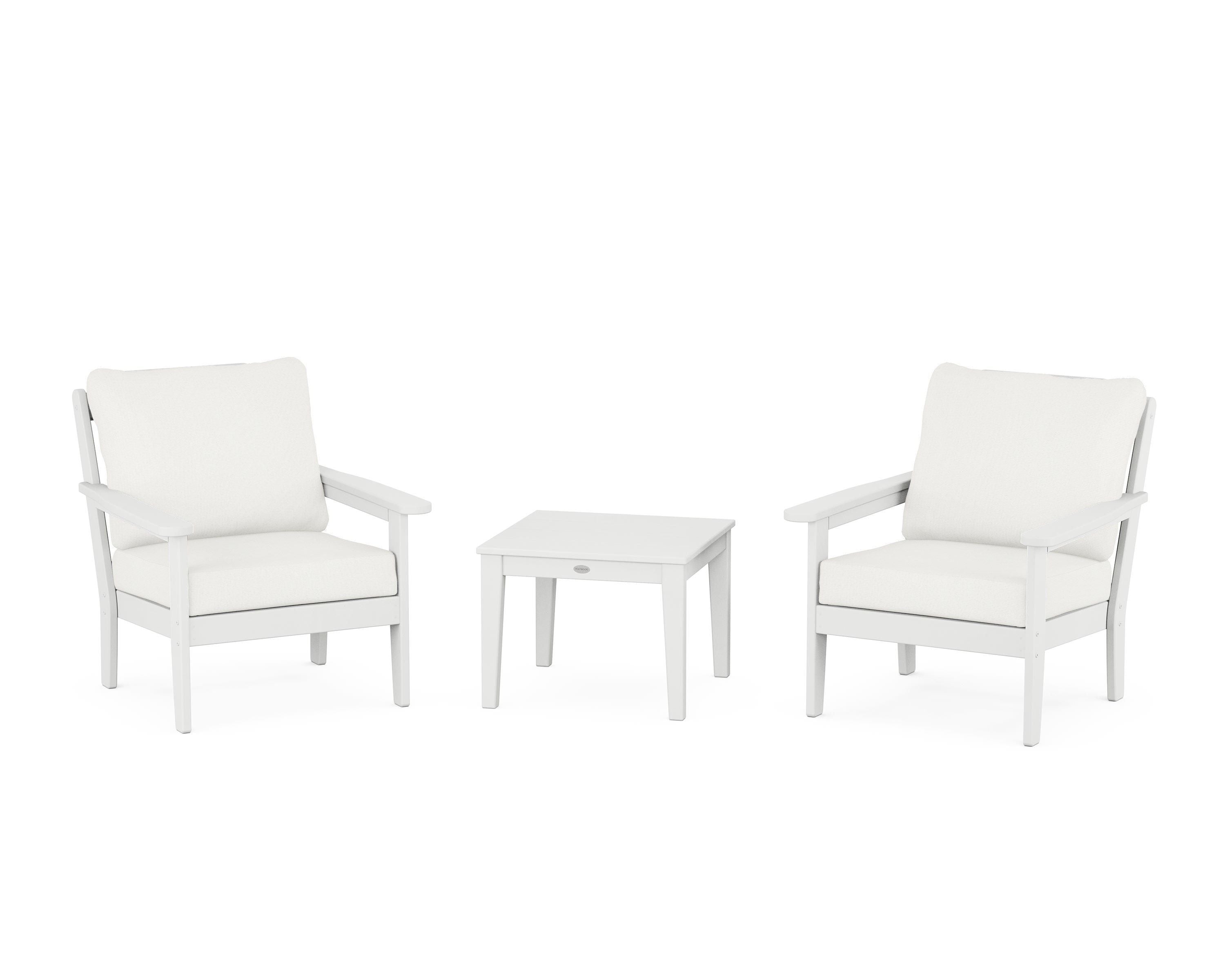 Country Living Cottage 3-Piece Deep Seating Set in White / Natural Linen
