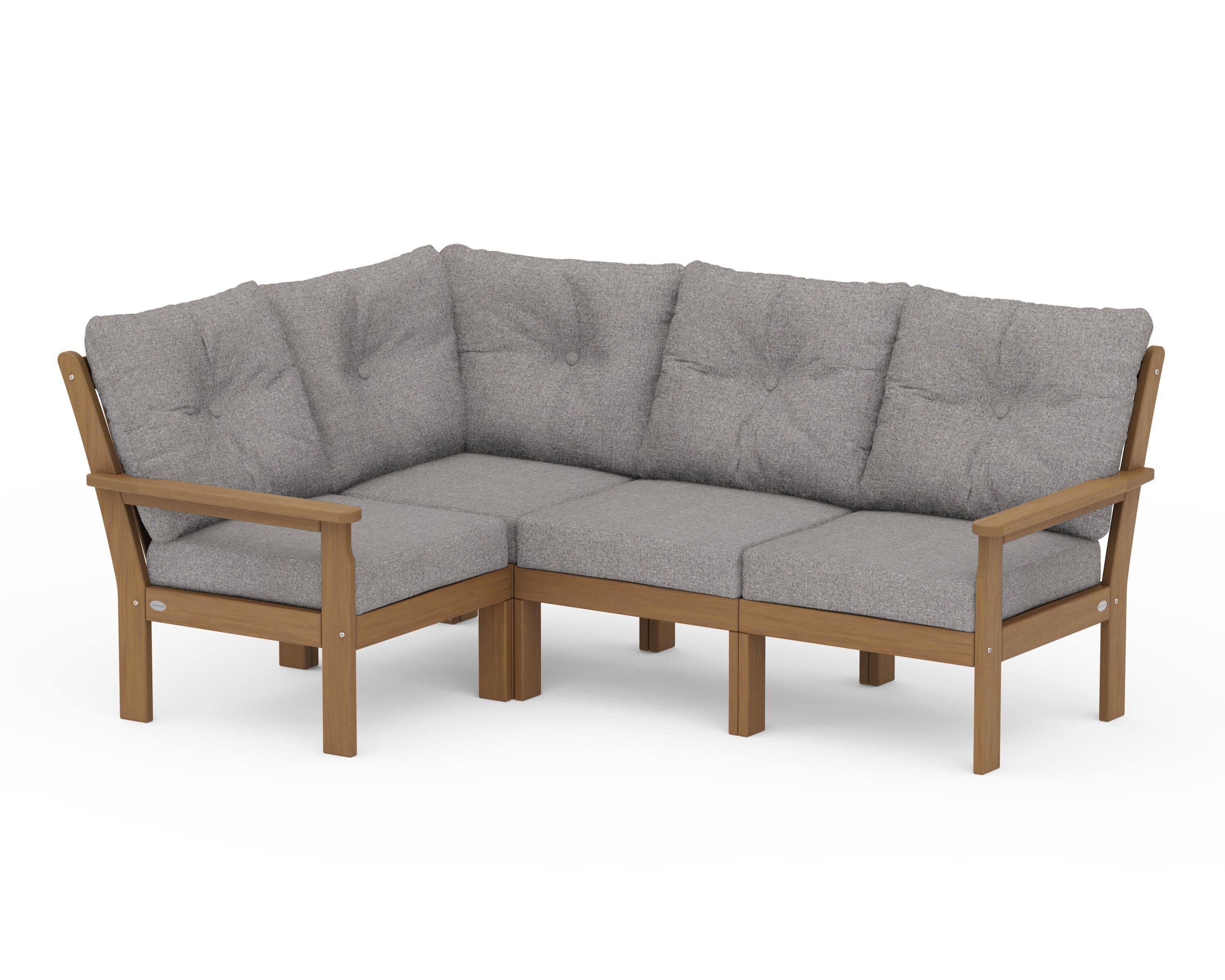 POLYWOOD Vineyard 4-Piece Sectional in Natural / Grey Mist