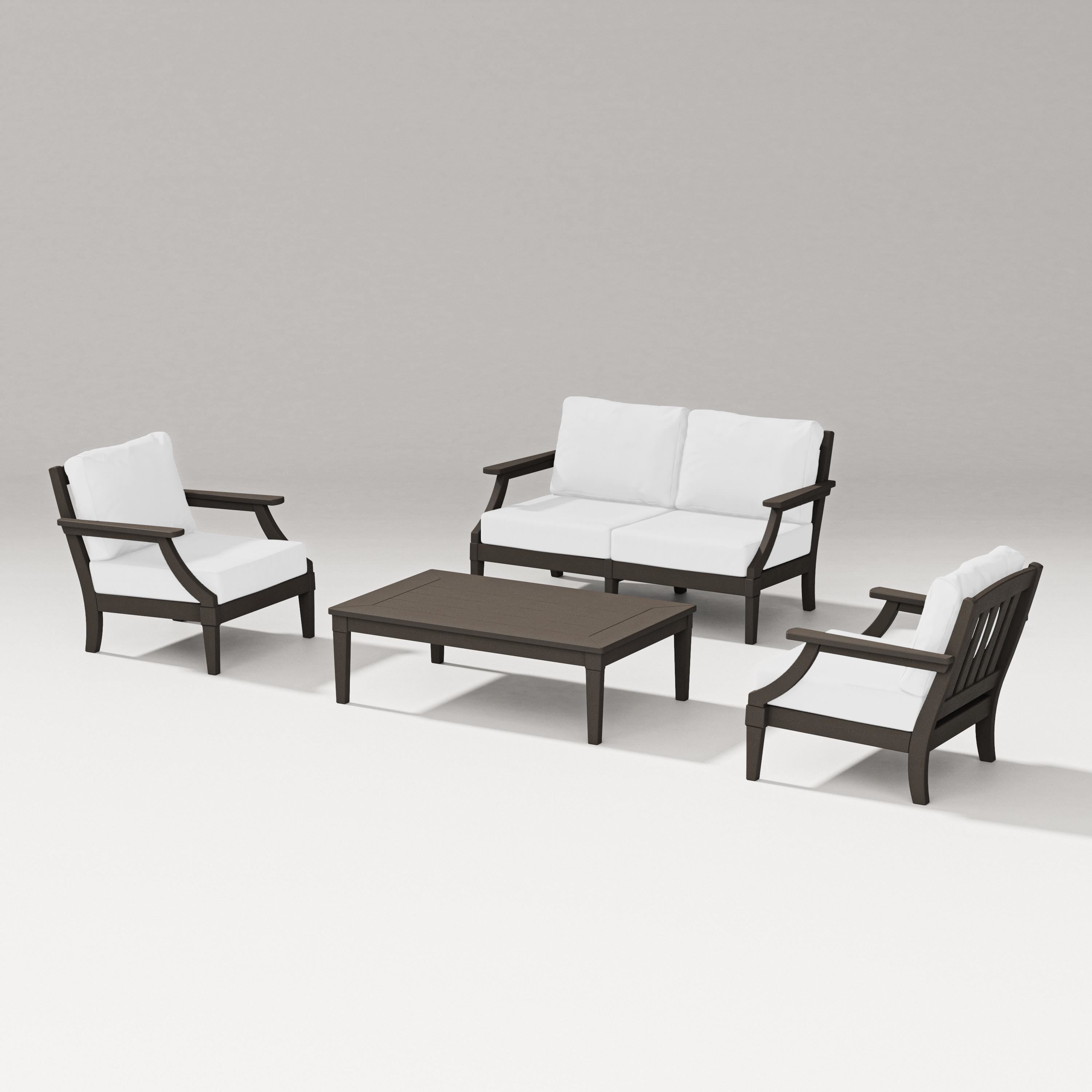 PW Designer Series Estate Lounge 4-Piece Loveseat Set in Vintage Coffee / Natural