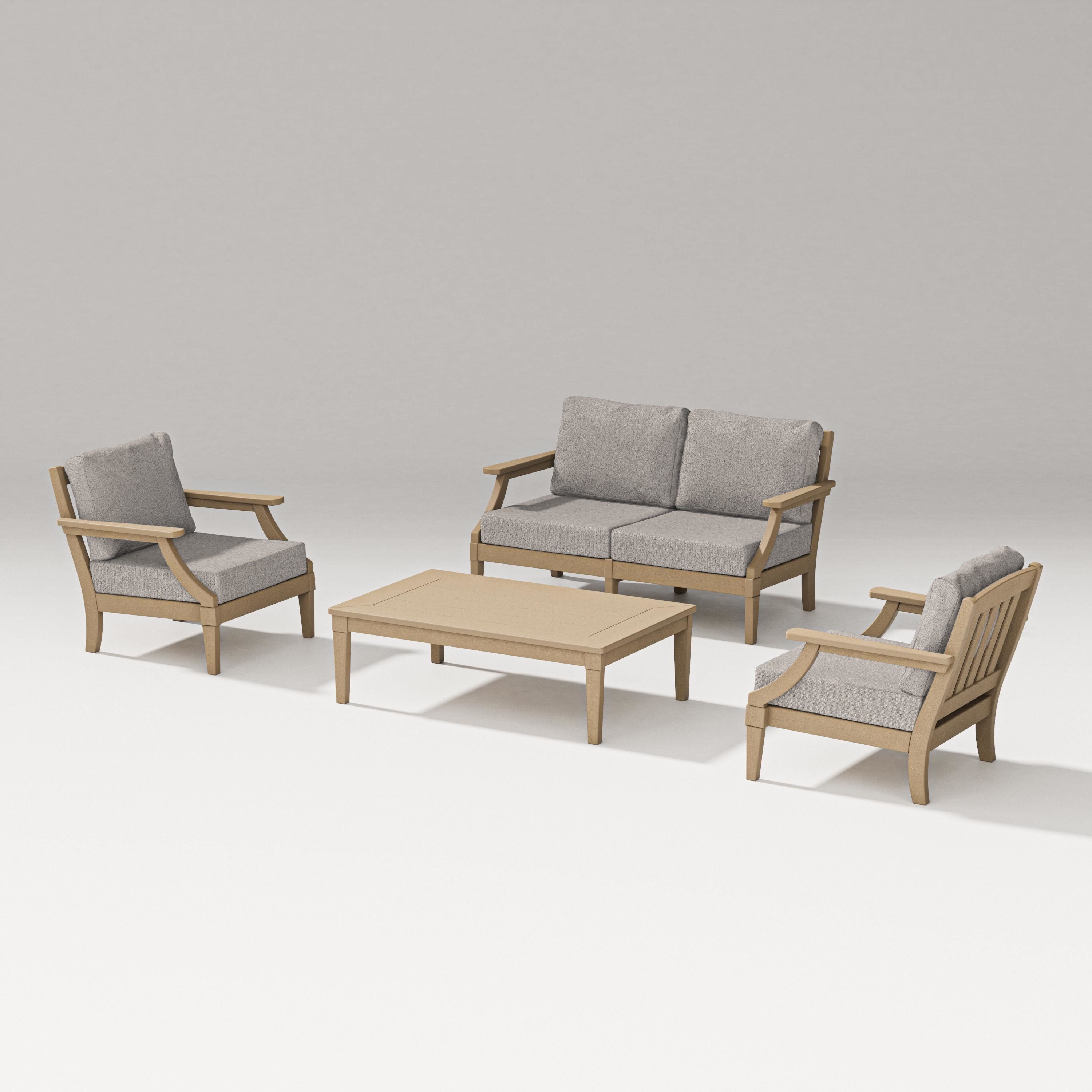 PW Designer Series Estate Lounge 4-Piece Loveseat Set in Vintage Sahara / Weathered Tweed