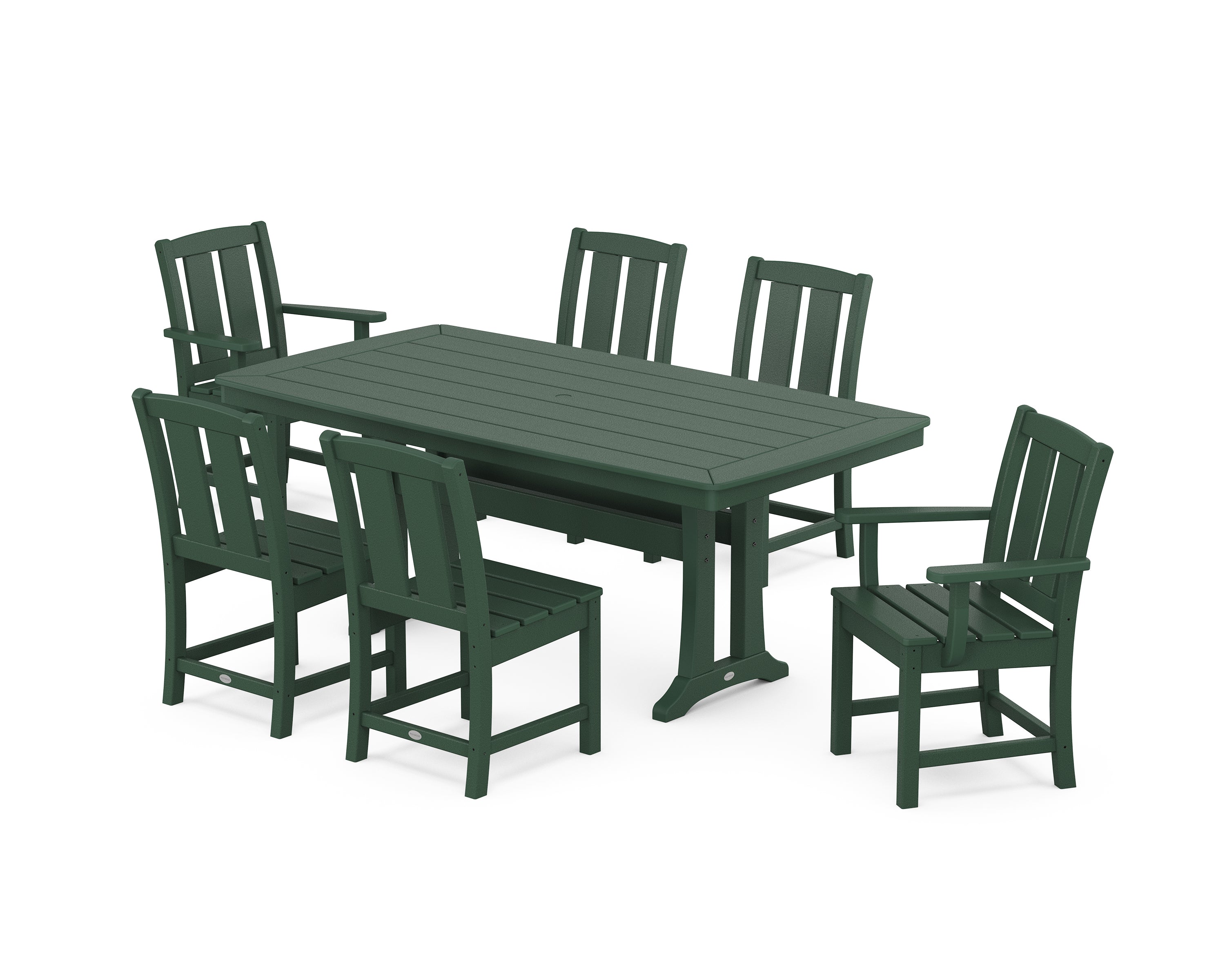 POLYWOOD Mission 7-Piece Dining Set with Trestle Legs in Green