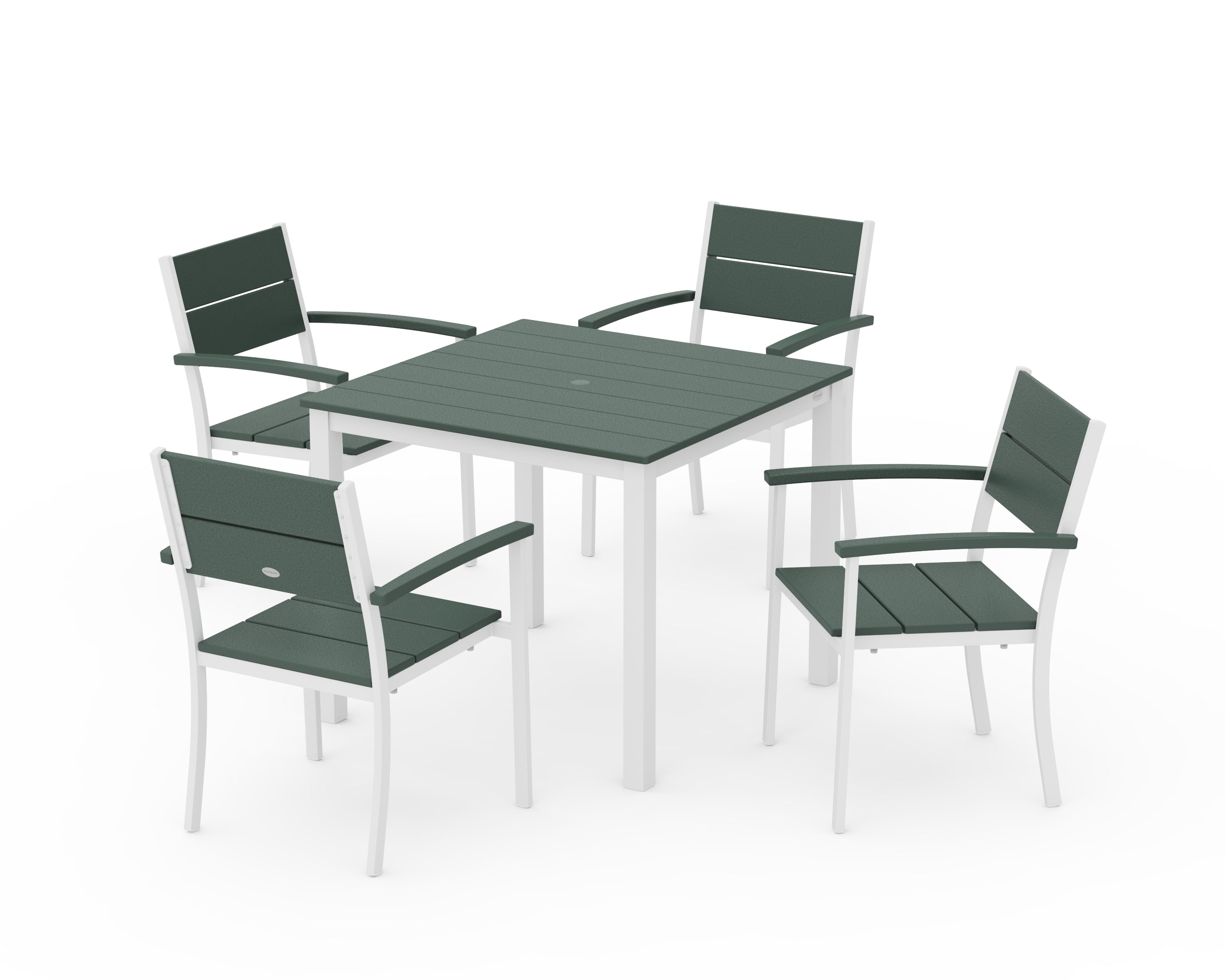 POLYWOOD Main Street 5-Piece Dining Set in White / Green