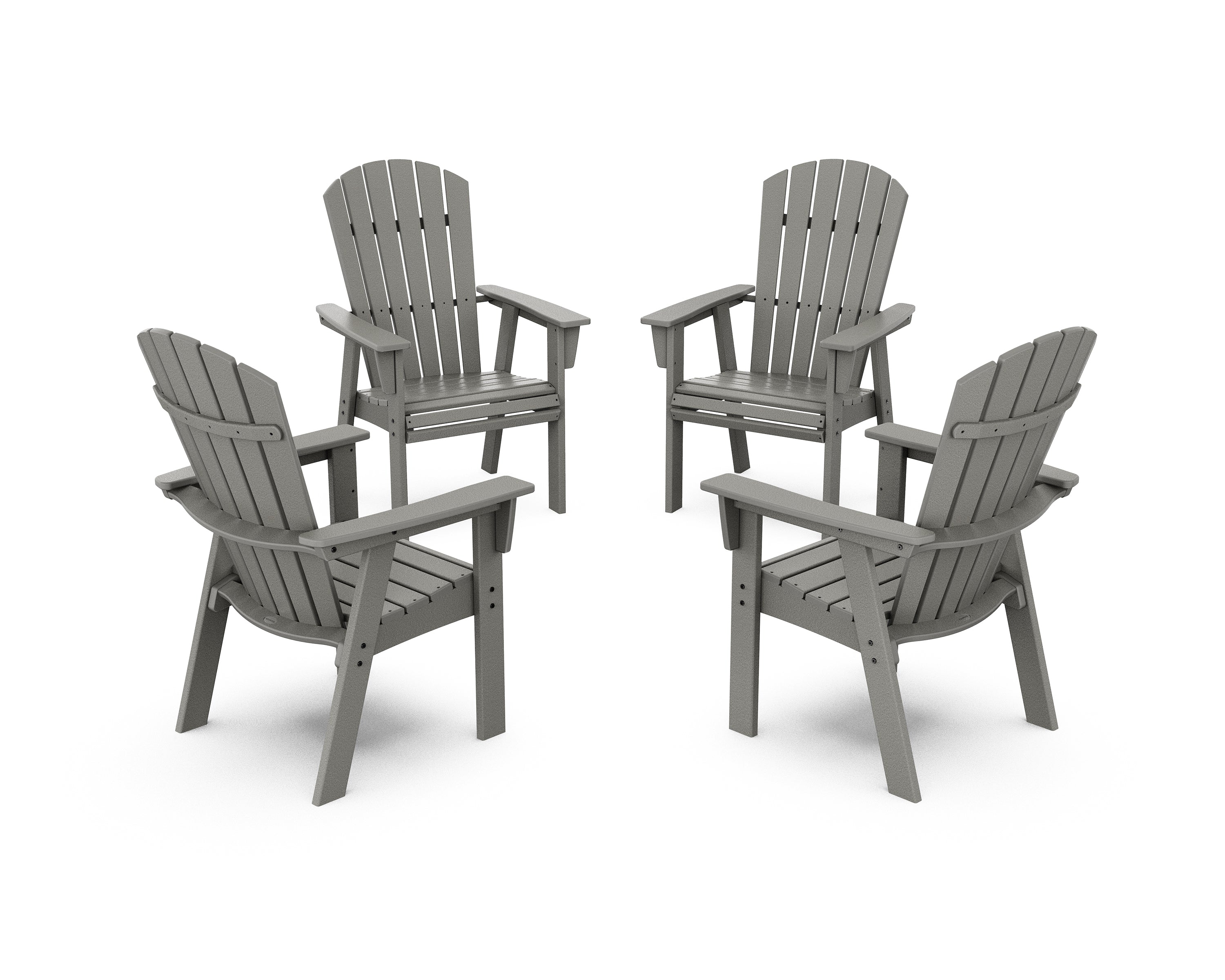 POLYWOOD Nautical 4-Piece Curveback Upright Adirondack Conversation Set in Slate Grey