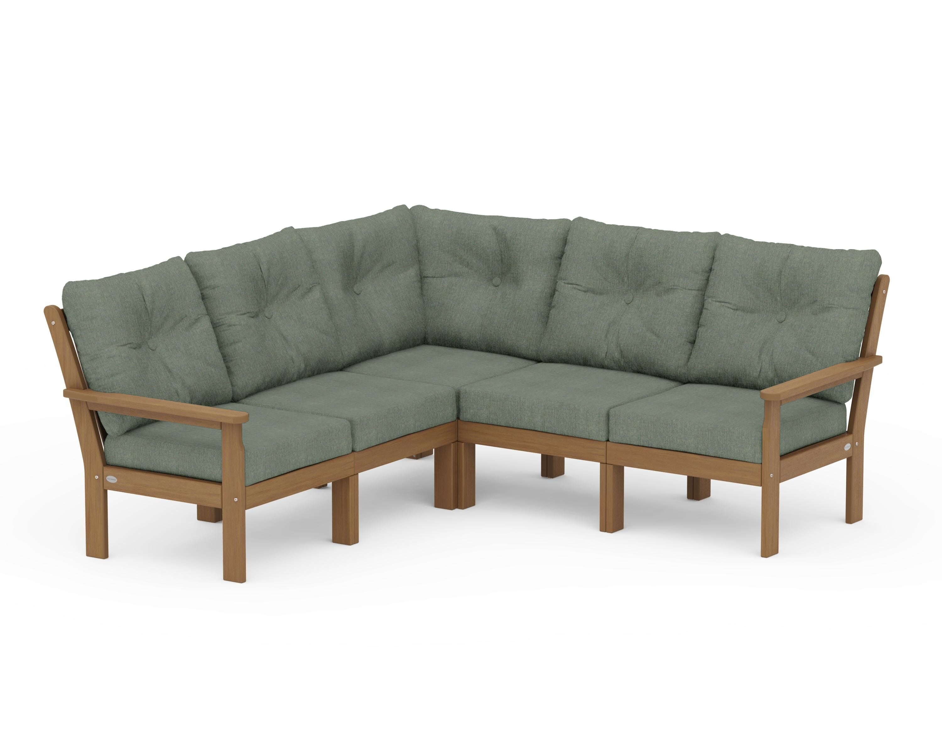 POLYWOOD Vineyard 5-Piece Sectional in Natural / Cast Sage