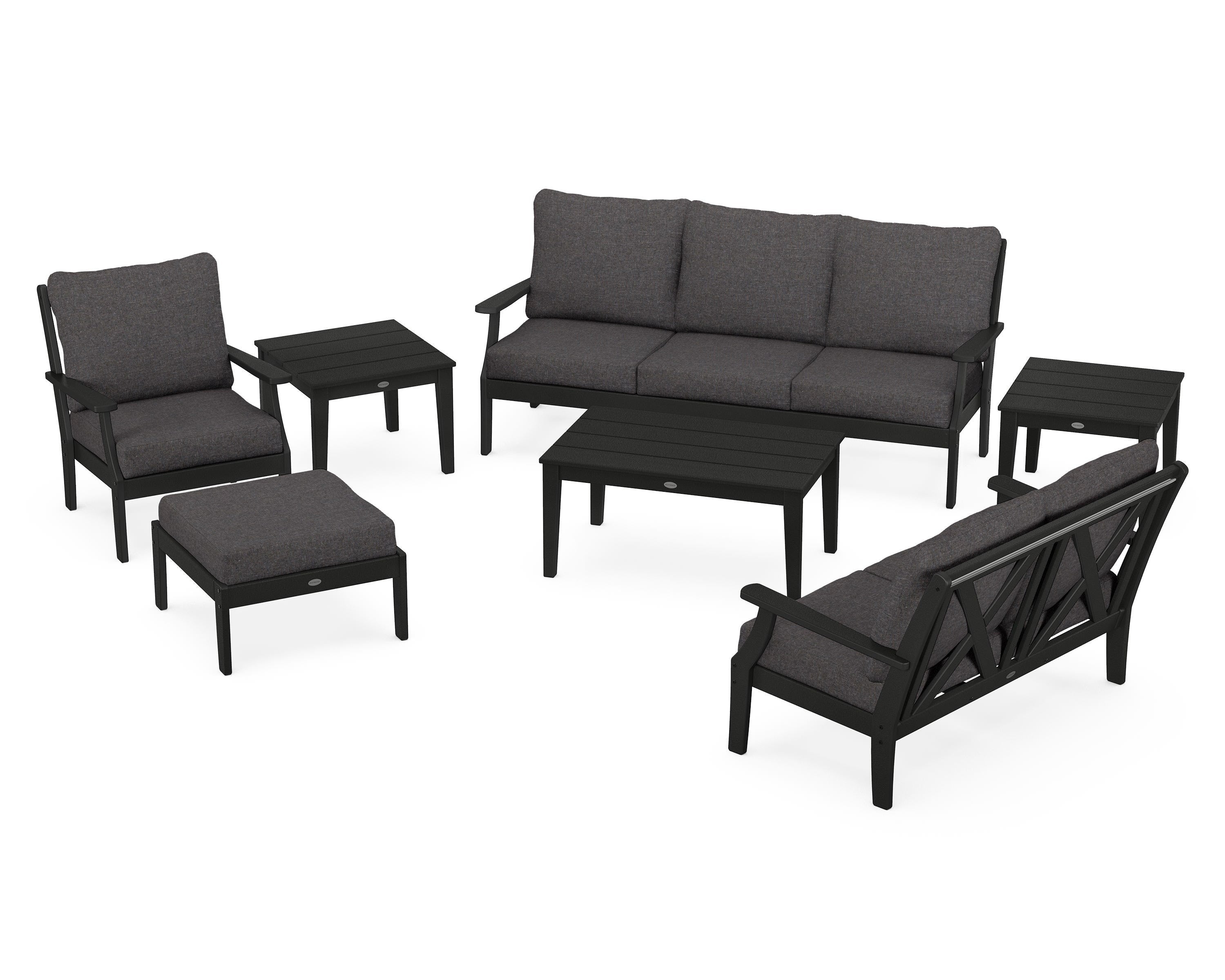 POLYWOOD Braxton 7-Piece Deep Seating Set in Black / Ash Charcoal