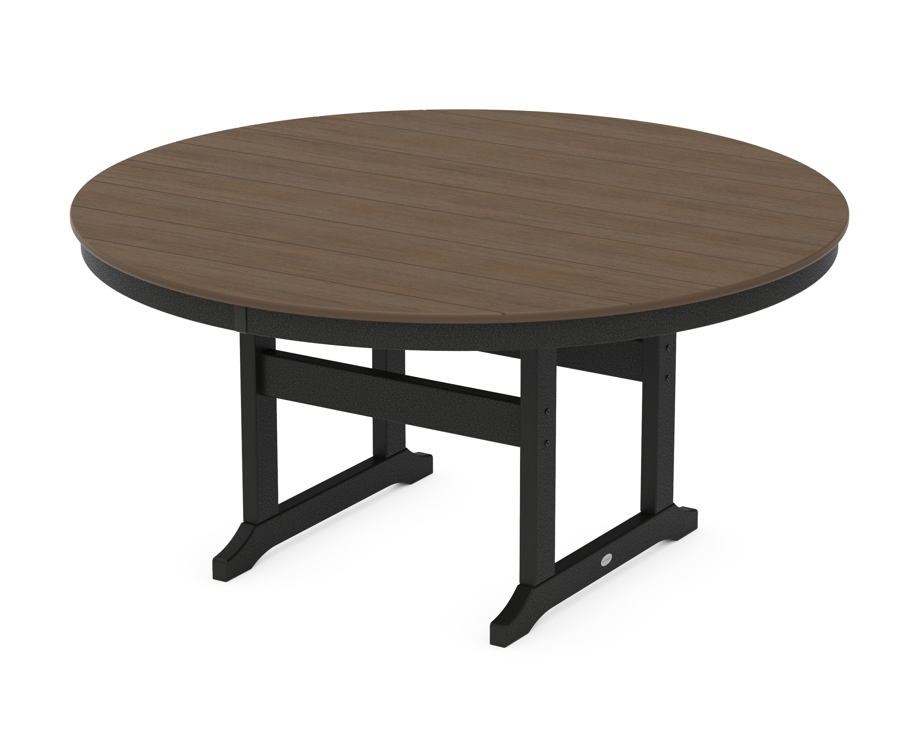 POLYWOOD 60” Round Farmhouse Dining Table in Black / Kona
