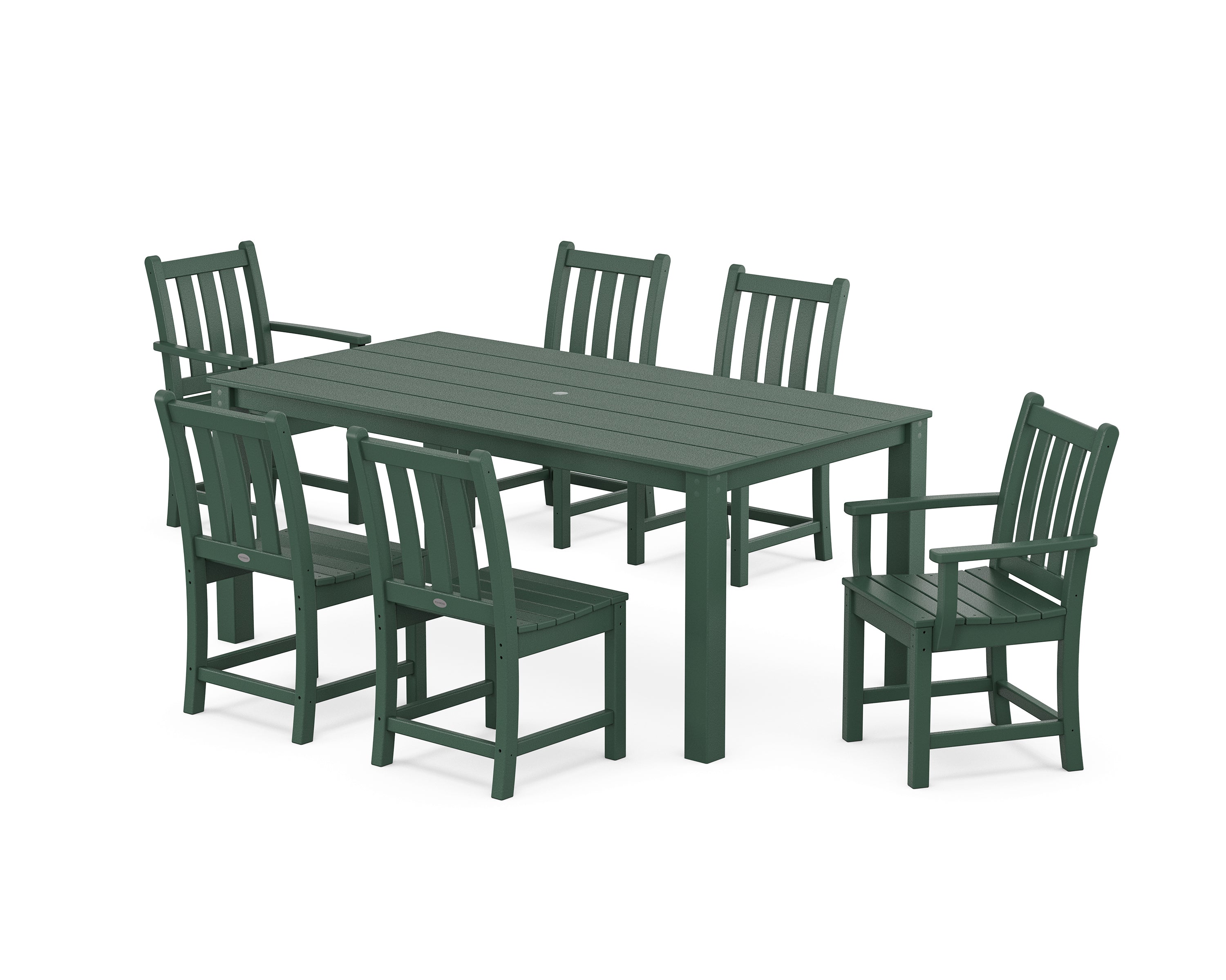 POLYWOOD Traditional Garden 7-Piece Parsons Dining Set in Green