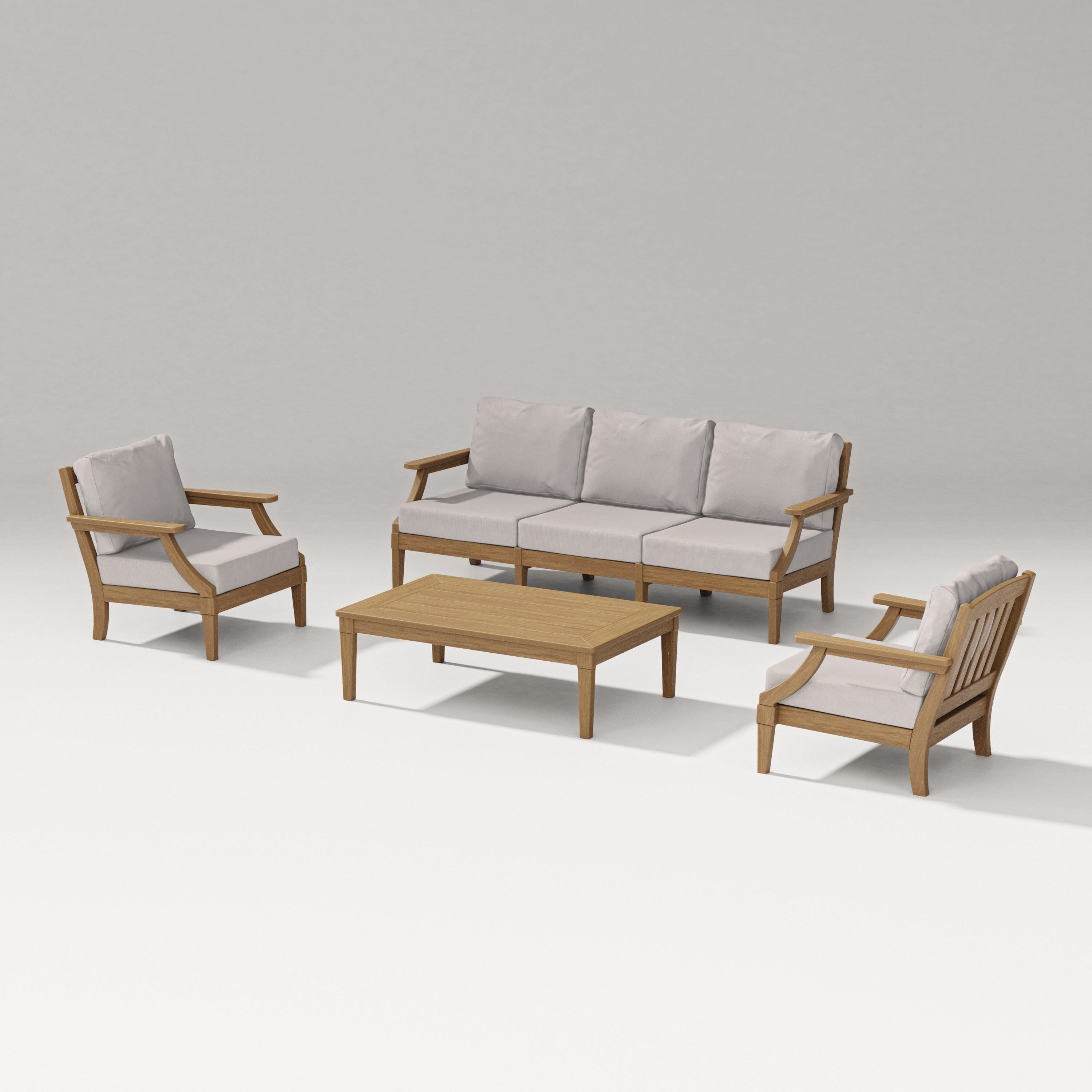 PW Designer Series Estate 4-Piece Lounge Sofa Set in Natural / Dune Burlap