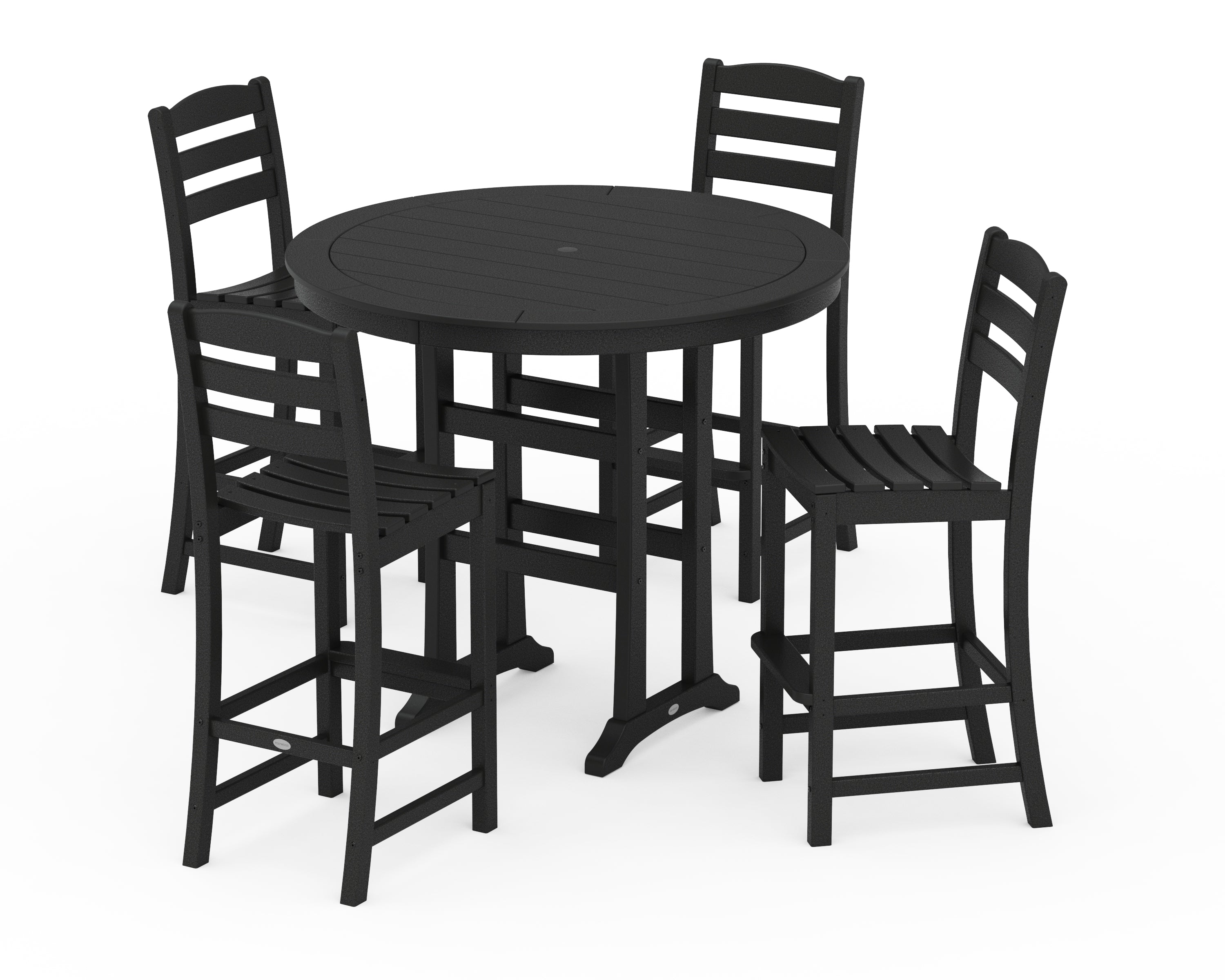 POLYWOOD La Casa Café 5-Piece Side Chair Bar Dining Set in Black