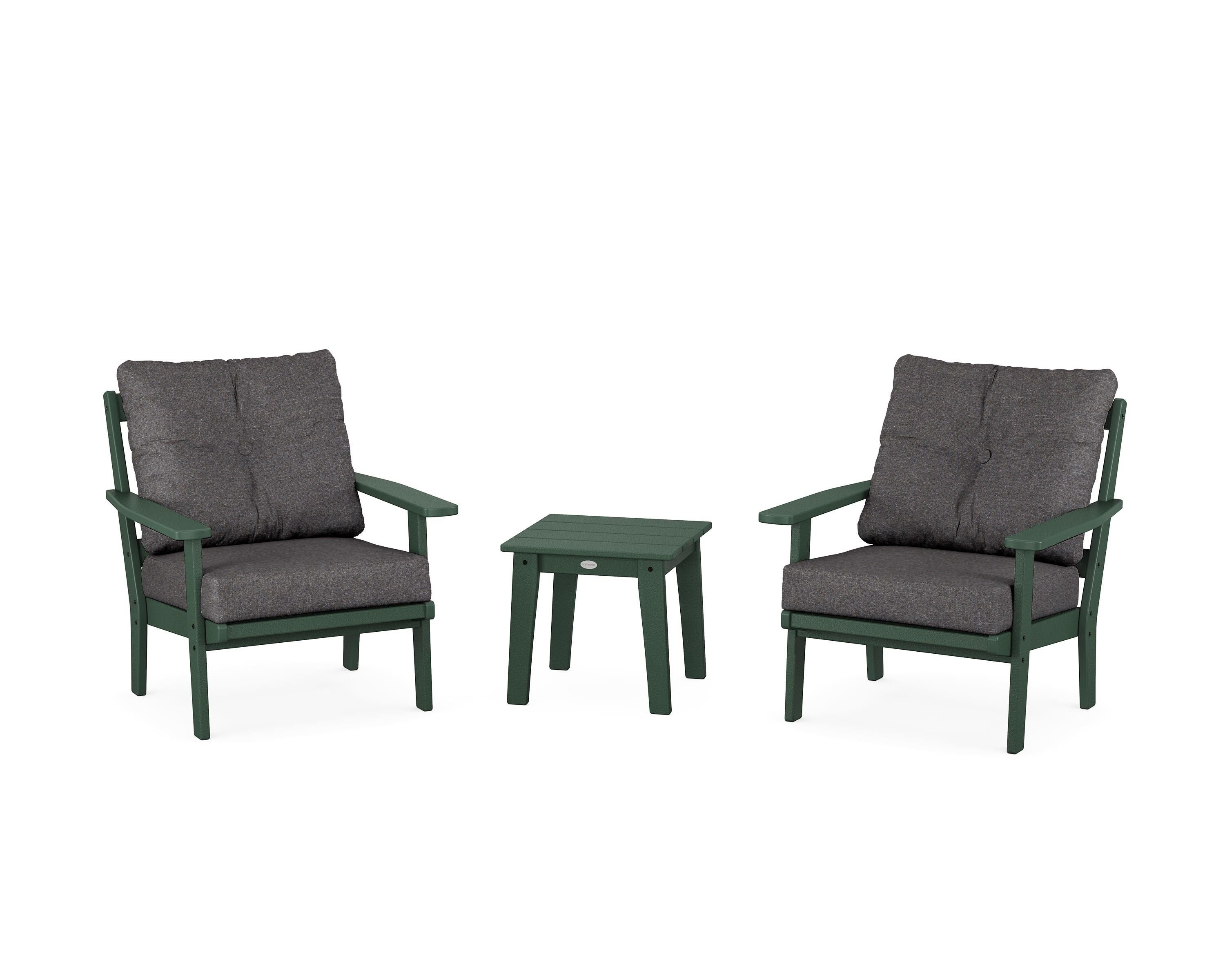 POLYWOOD Prairie 3-Piece Deep Seating Set in Green / Ash Charcoal