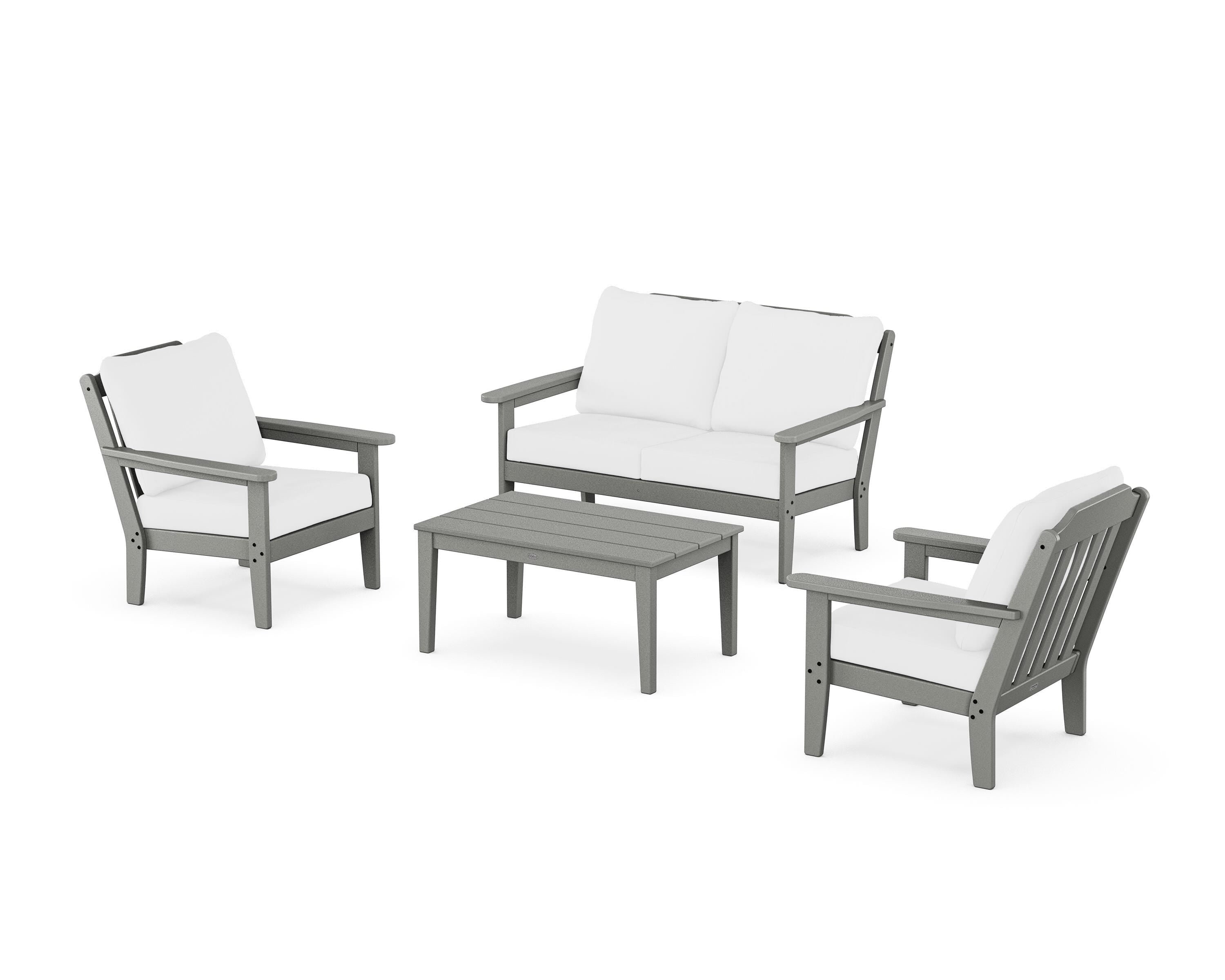 Country Living Cottage 4-Piece Deep Seating Set with Loveseat in Slate Grey / Natural