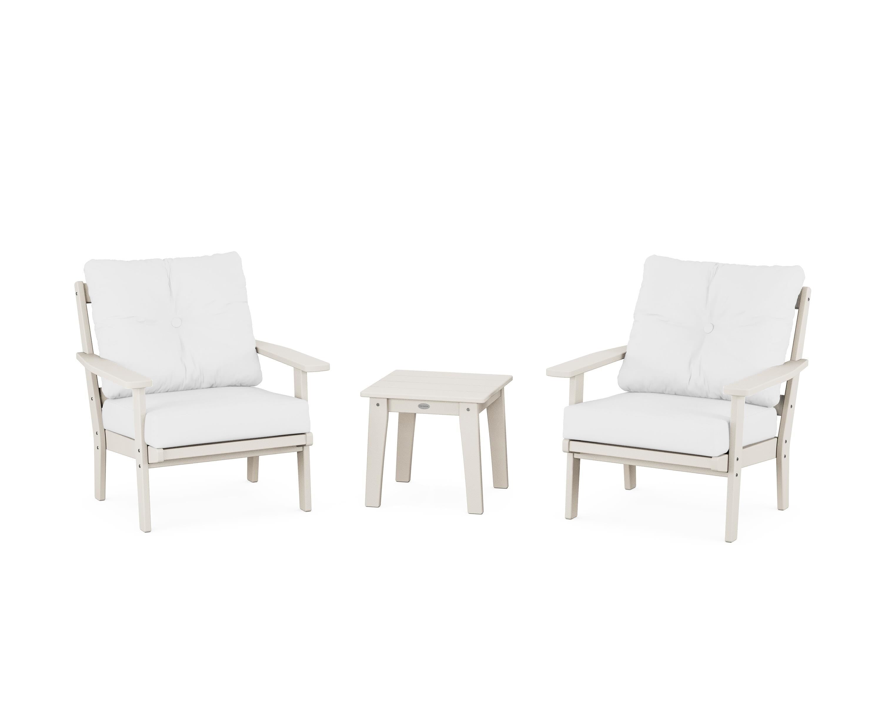 POLYWOOD Oxford 3-Piece Deep Seating Set in Sand / Natural