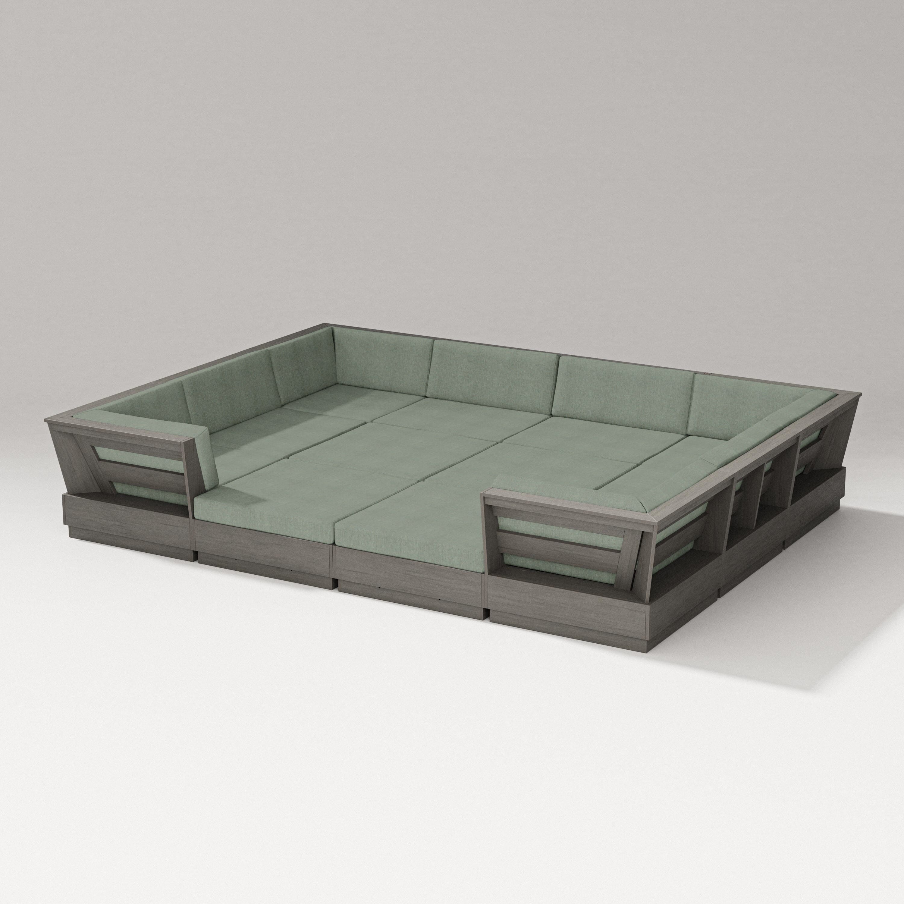 PW Designer Series Elevate 12-Piece Pit Sectional in Driftwood / Cast Sage