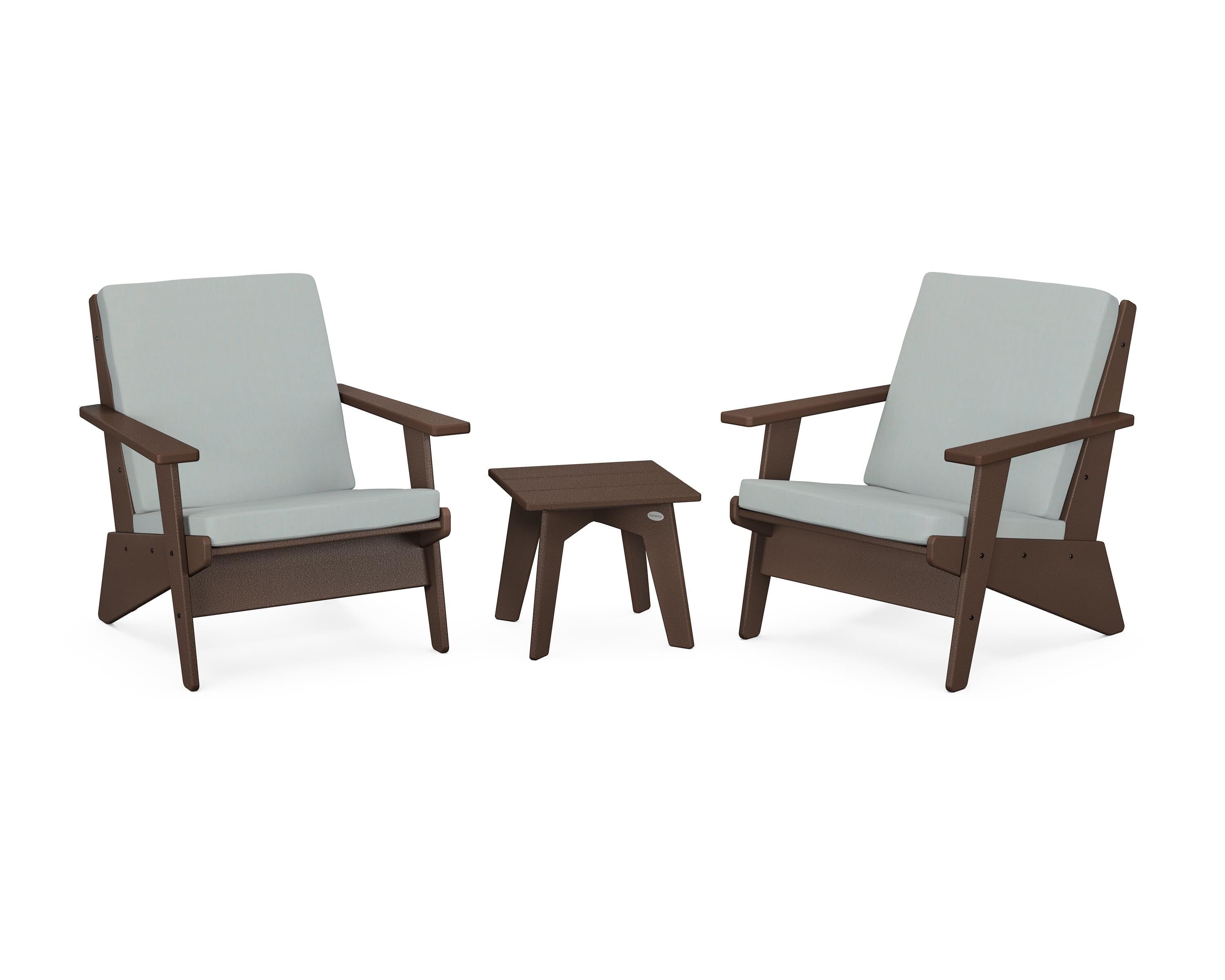POLYWOOD Riviera Modern Lounge 3-Piece Set in Mahogany / Spa