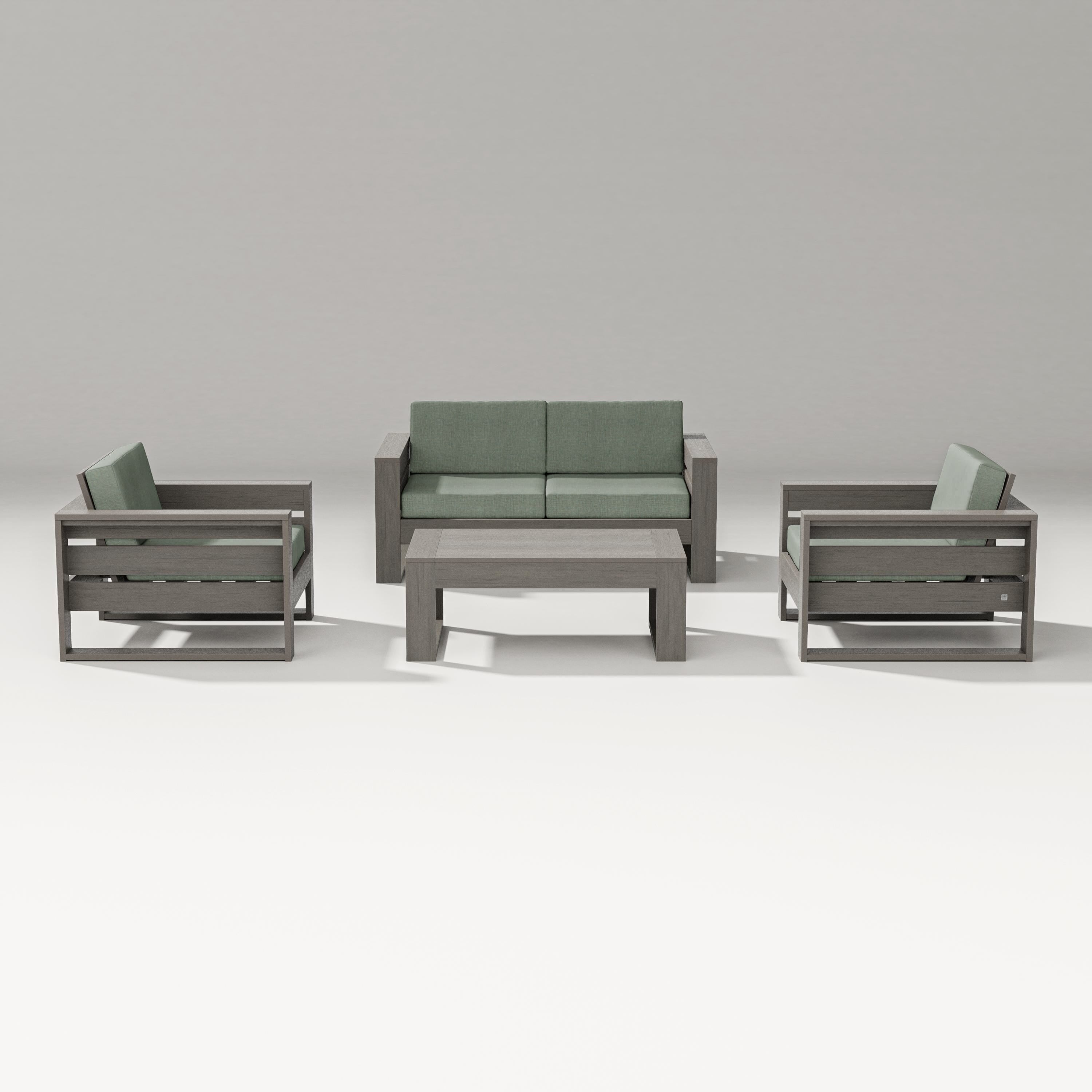 PW Designer Series Latitude 4-Piece Lounge Loveseat Set in Driftwood / Cast Sage