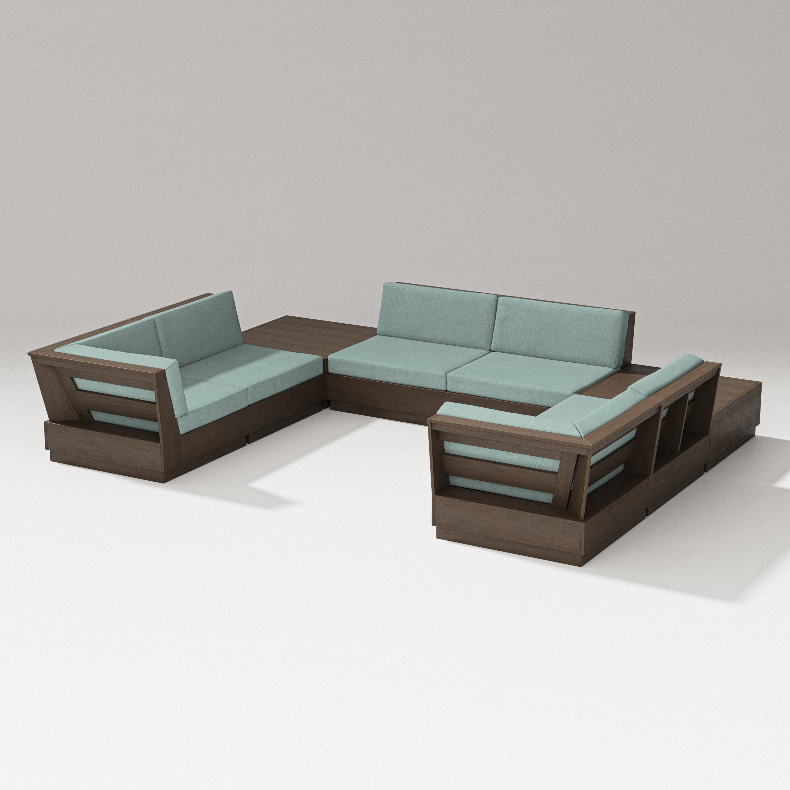PW Designer Series Elevate 8-Piece U-Shaped Sectional in Kona / Glacier Spa
