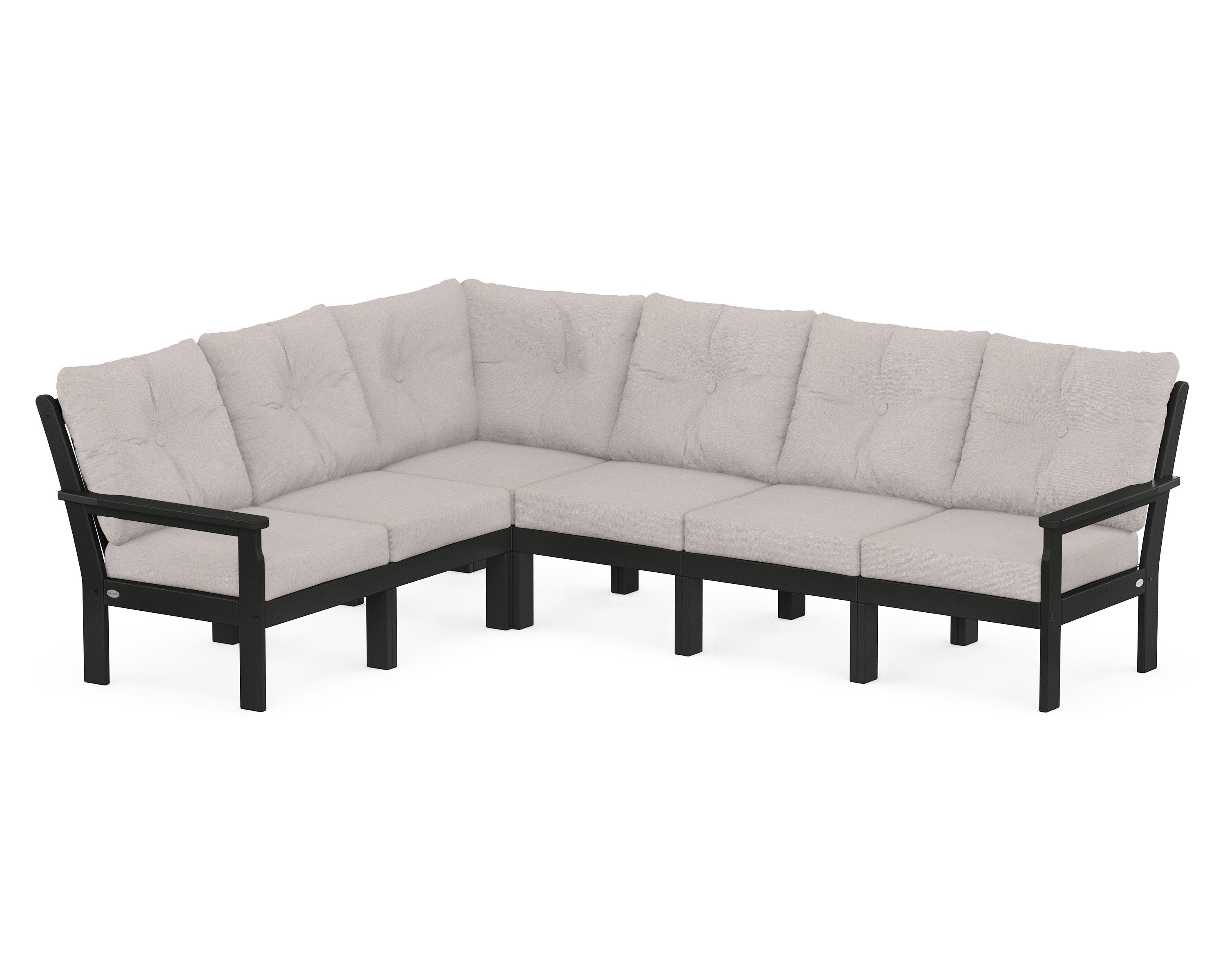 POLYWOOD Vineyard 6-Piece Sectional in Black / Dune Burlap