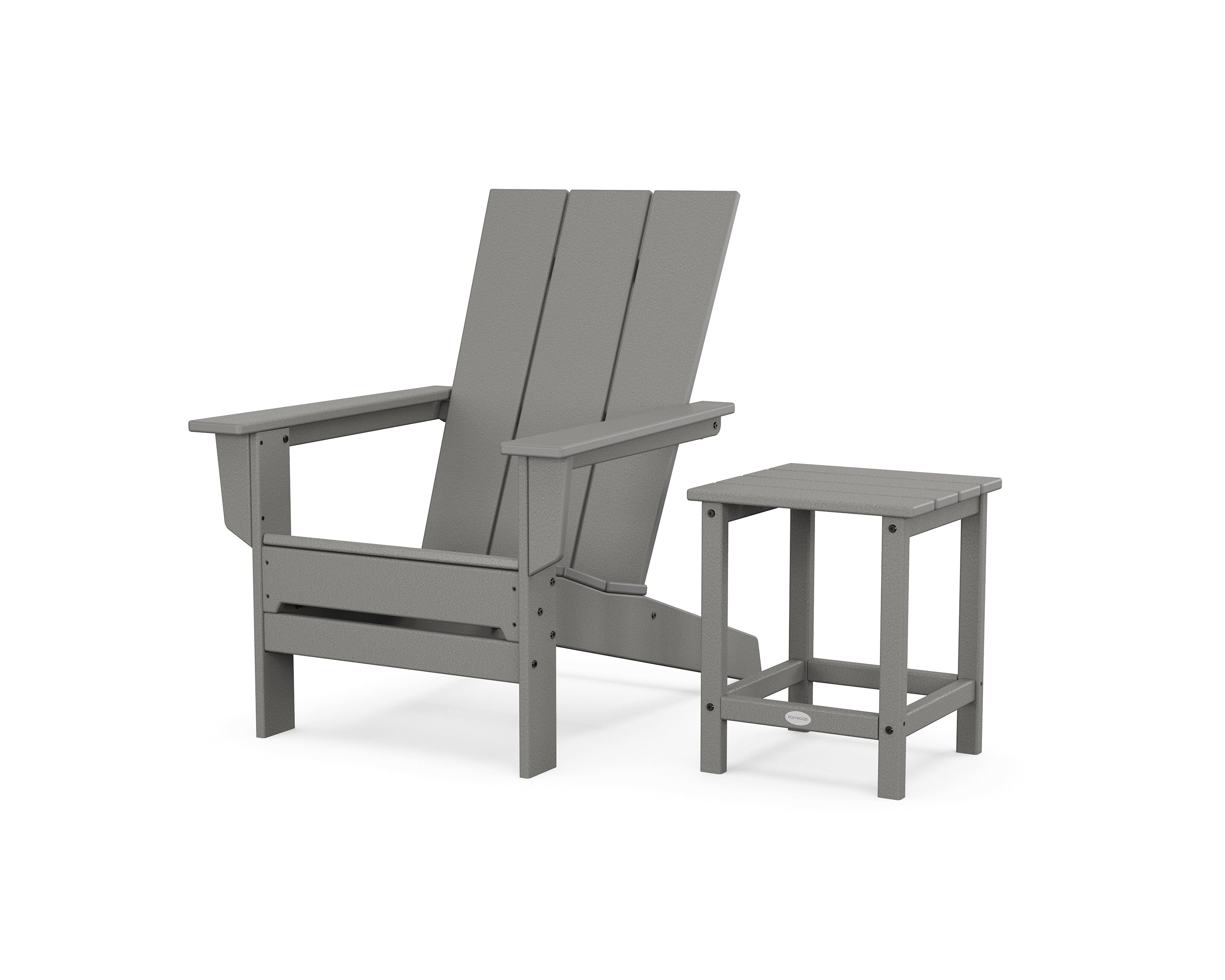 POLYWOOD Modern Studio Adirondack Chair with Side Table in Slate Grey