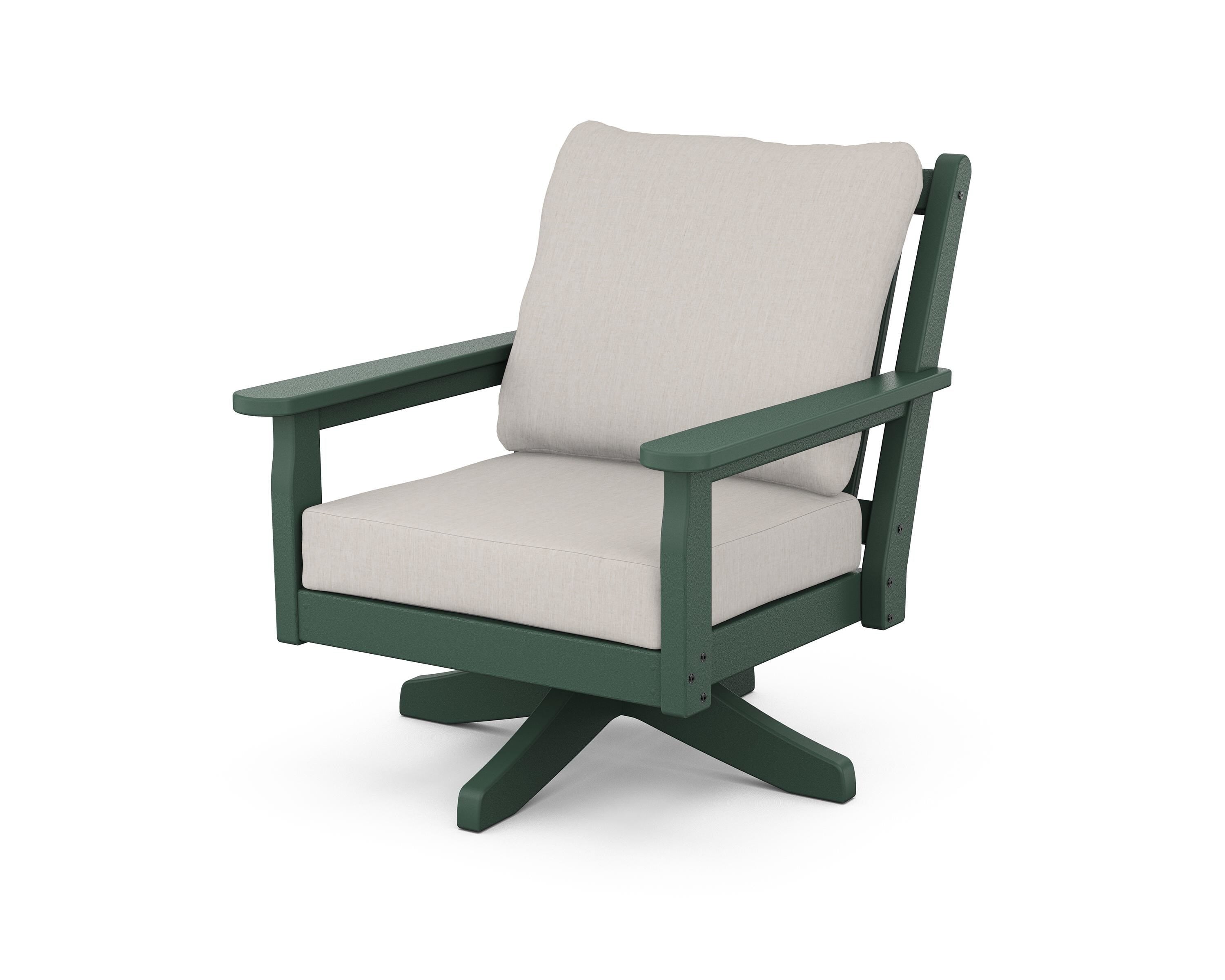 POLYWOOD Chippendale Deep Seating Swivel Chair in Green / Cast Ash