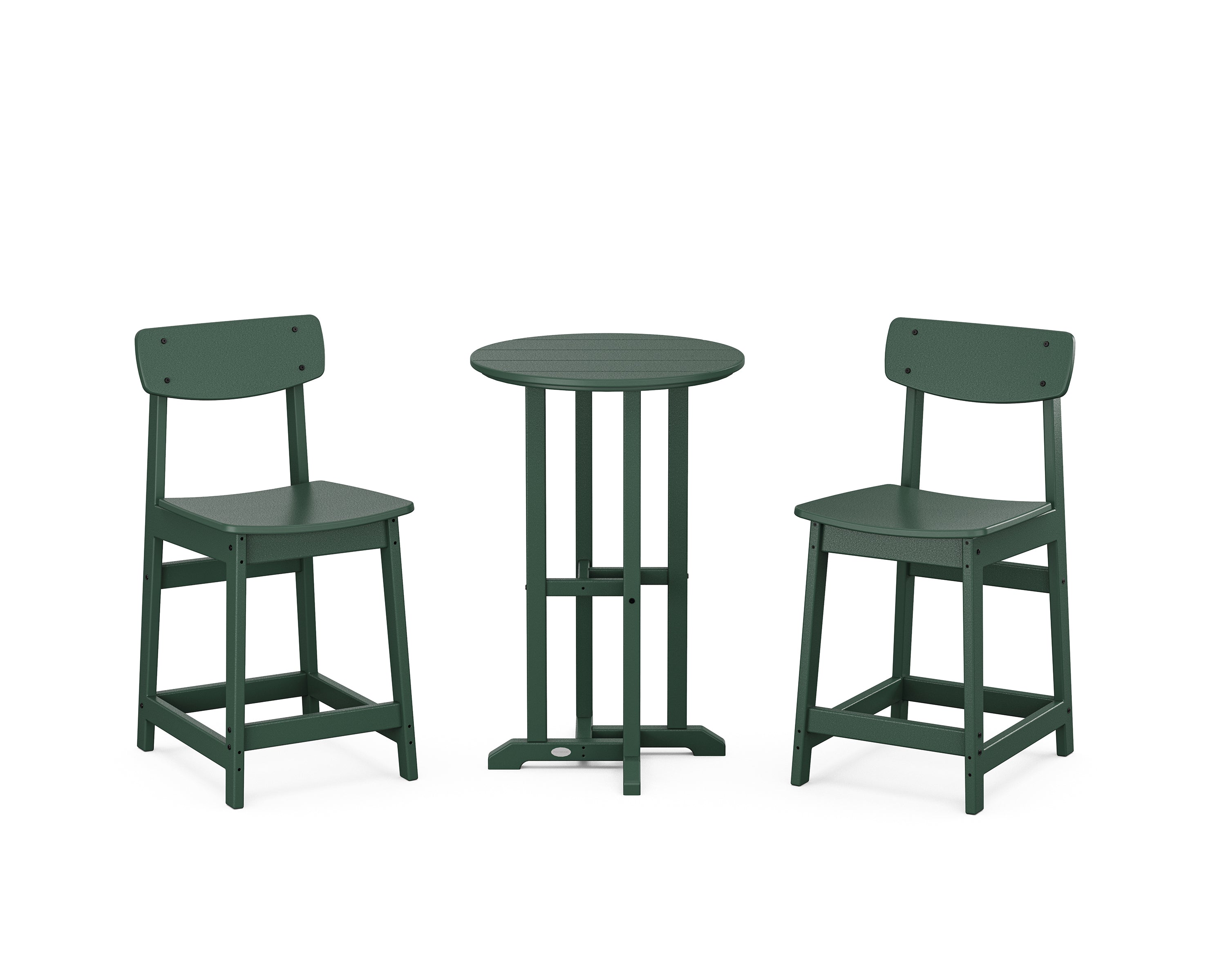 POLYWOOD Modern Studio Urban Chair 3-Piece Bistro Counter Set in Green