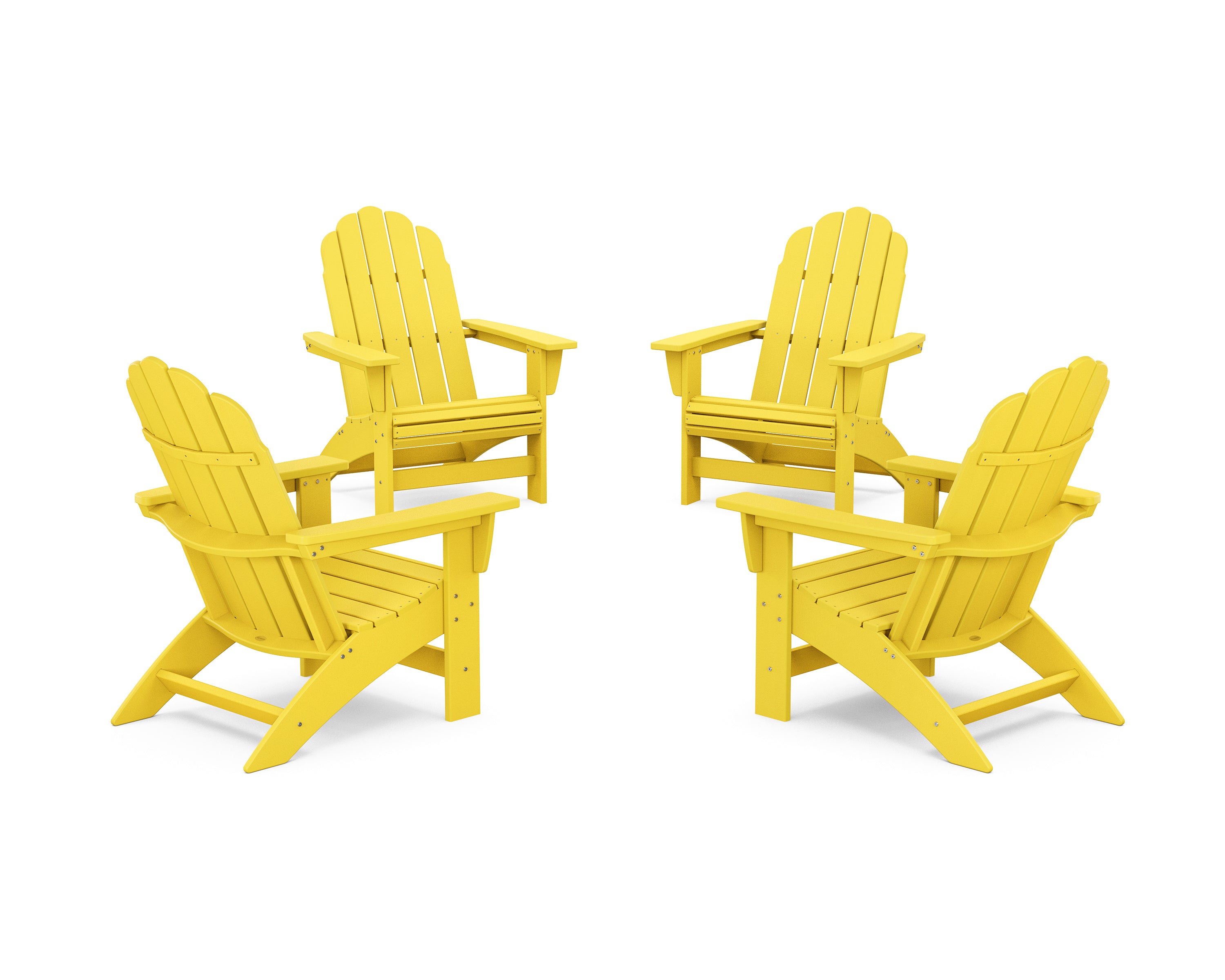 POLYWOOD 4-Piece Vineyard Grand Adirondack Chair Conversation Set in Lemon