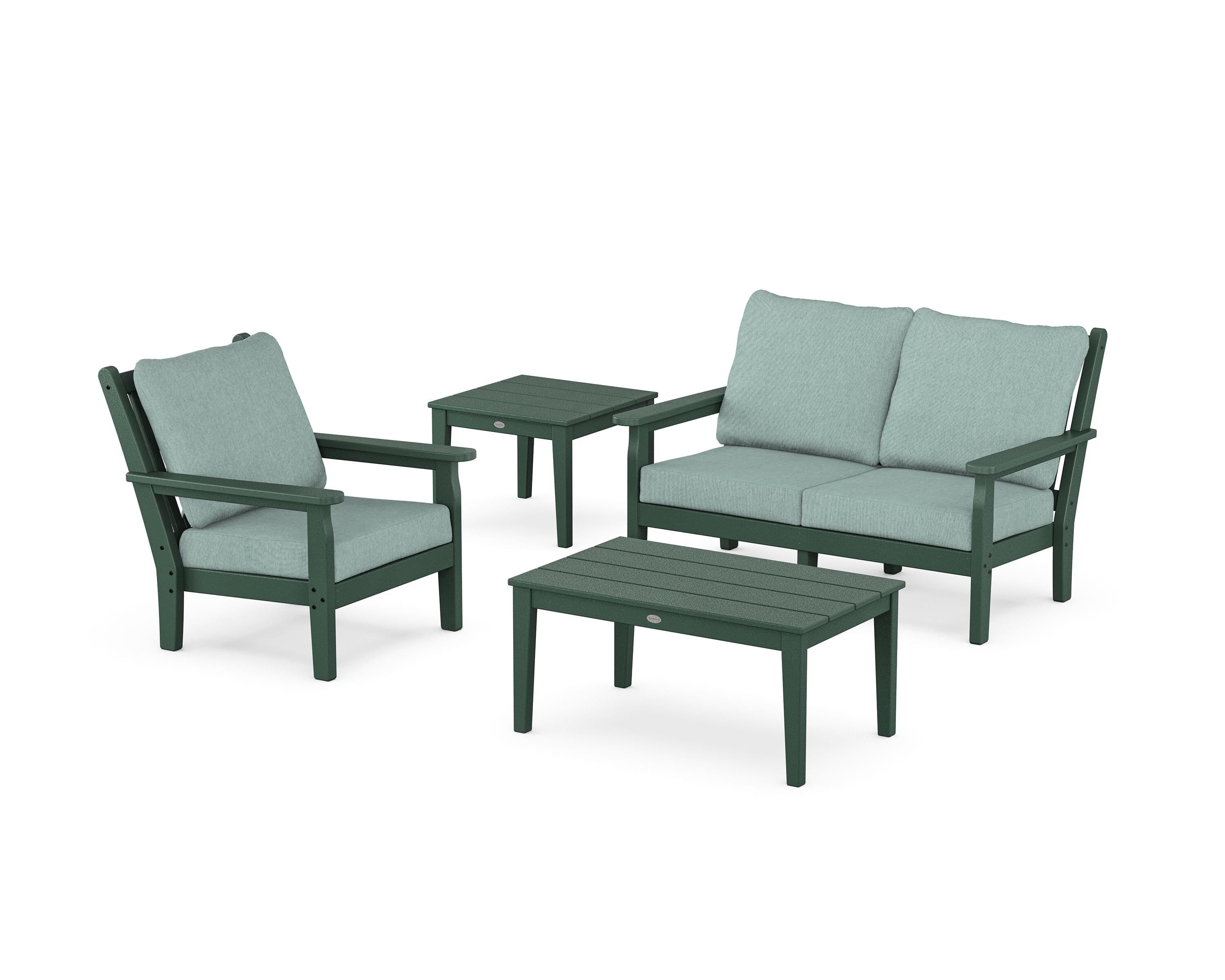 POLYWOOD Chippendale 4-Piece Deep Seating Set in Green / Glacier Spa