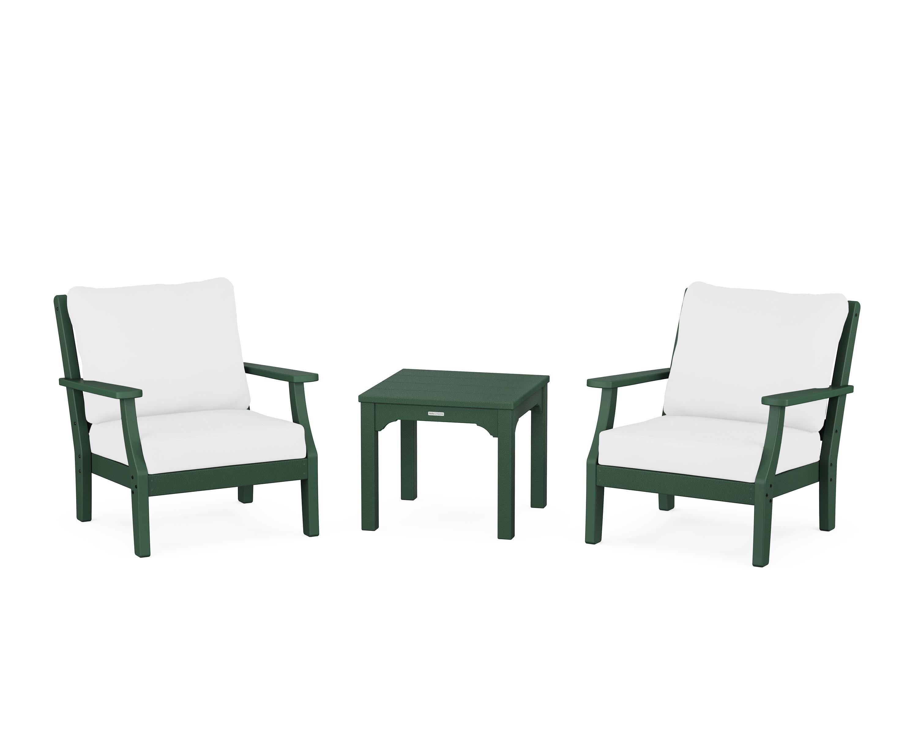 Martha Stewart by POLYWOOD Chinoiserie 3-Piece Deep Seating Set in Green / Natural