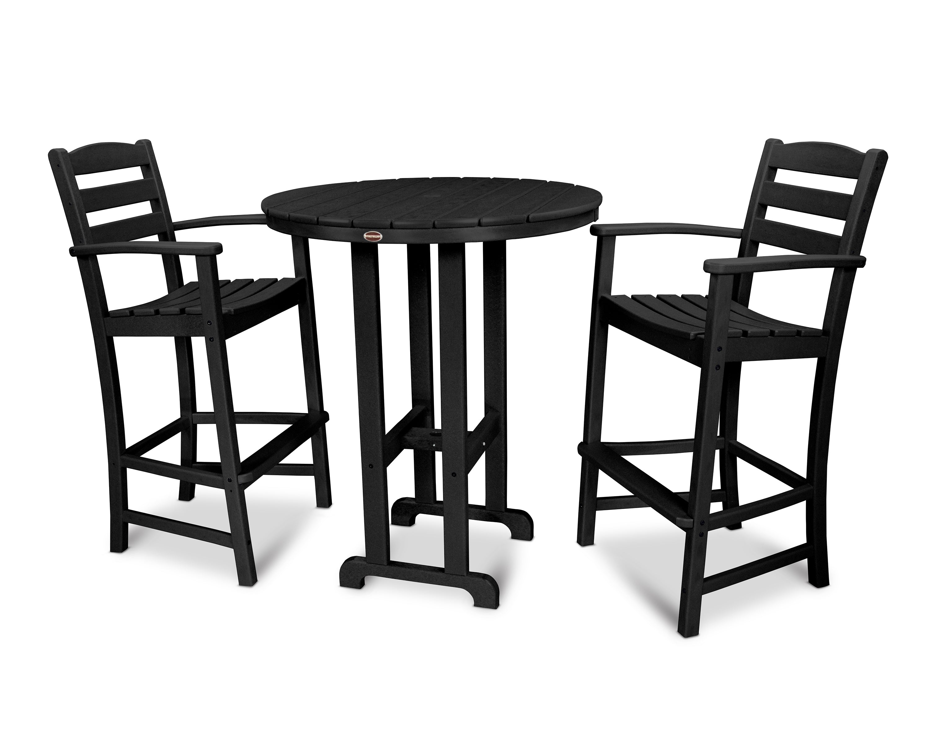 POLYWOOD® La Casa Café 3-Piece Round Farmhouse Bar Set in Black