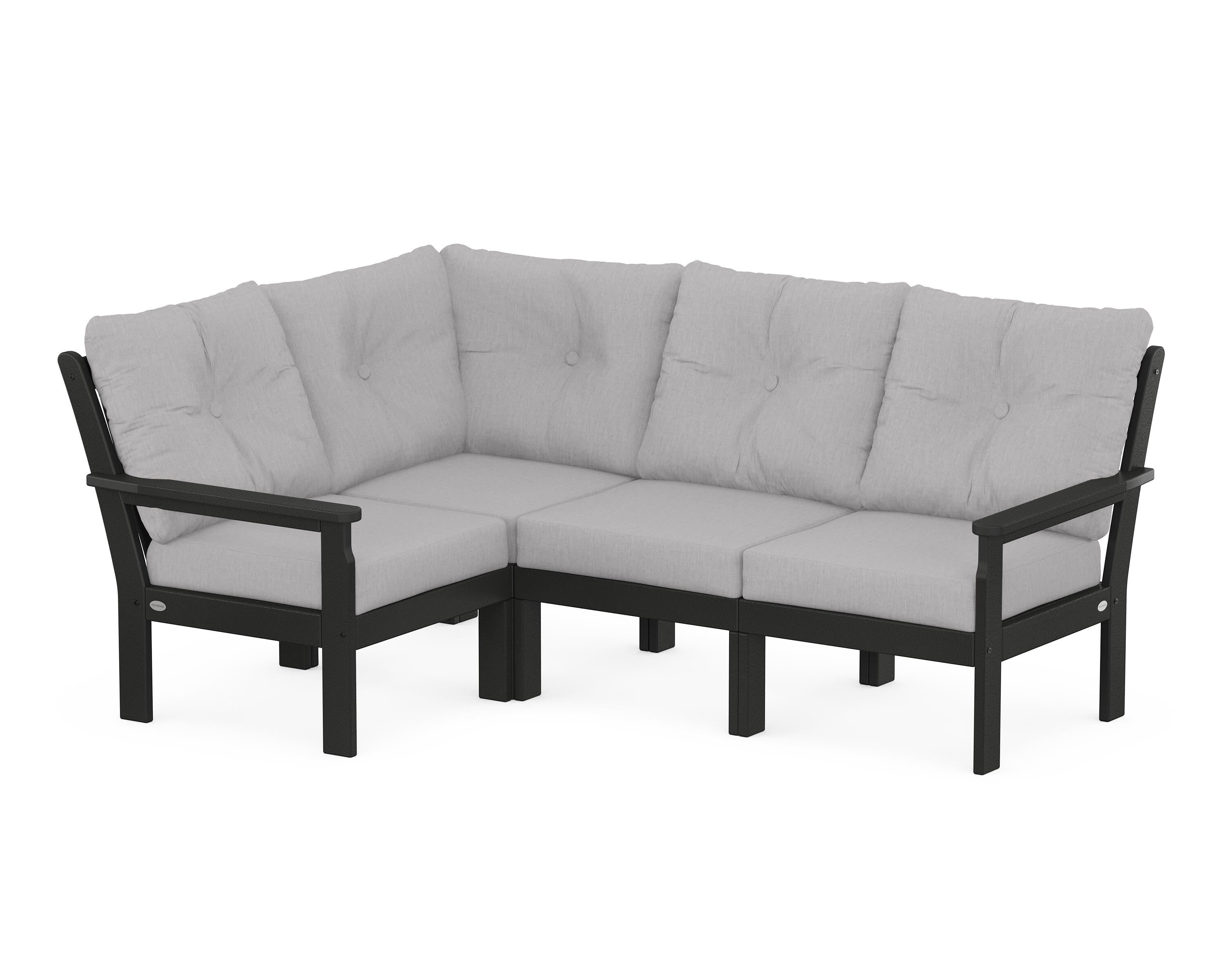POLYWOOD Vineyard 4-Piece Sectional in Black / Granite
